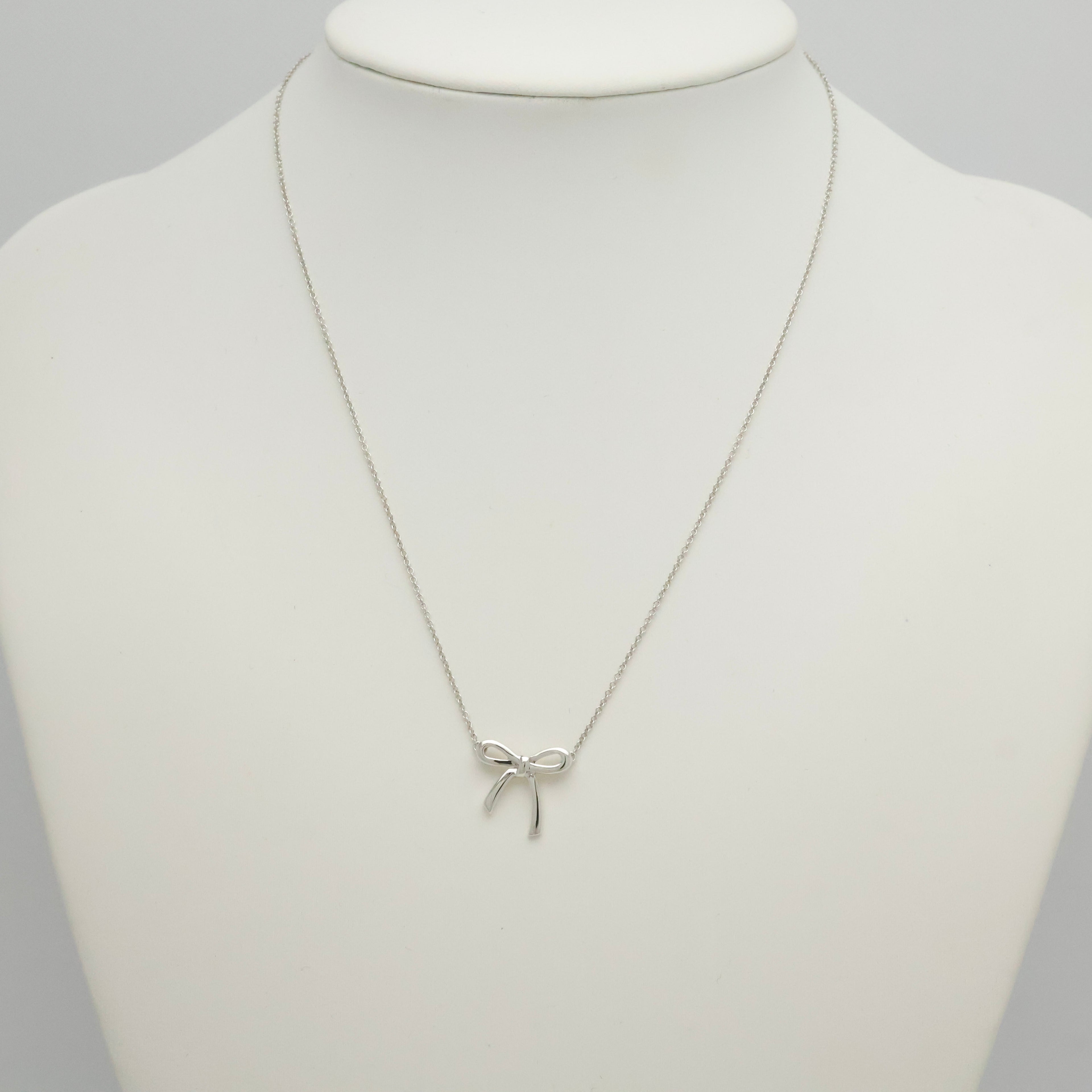 Tiffany & Co. Ribbon Bow Necklace Pendant  Sterling Silver 925 
