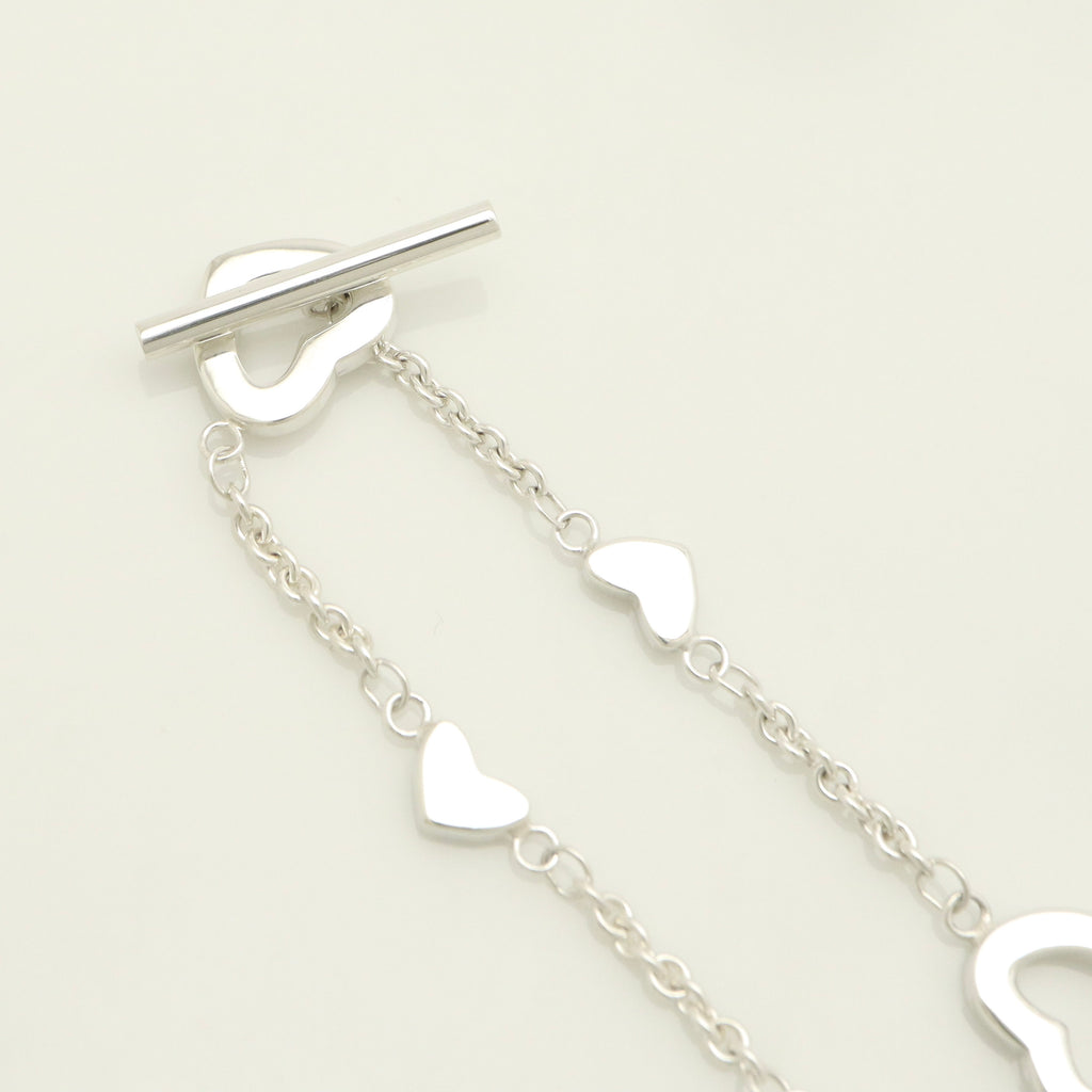 Tiffany & Co. Heart Link Lariat Toggle Bracelet Sterling Silver 925