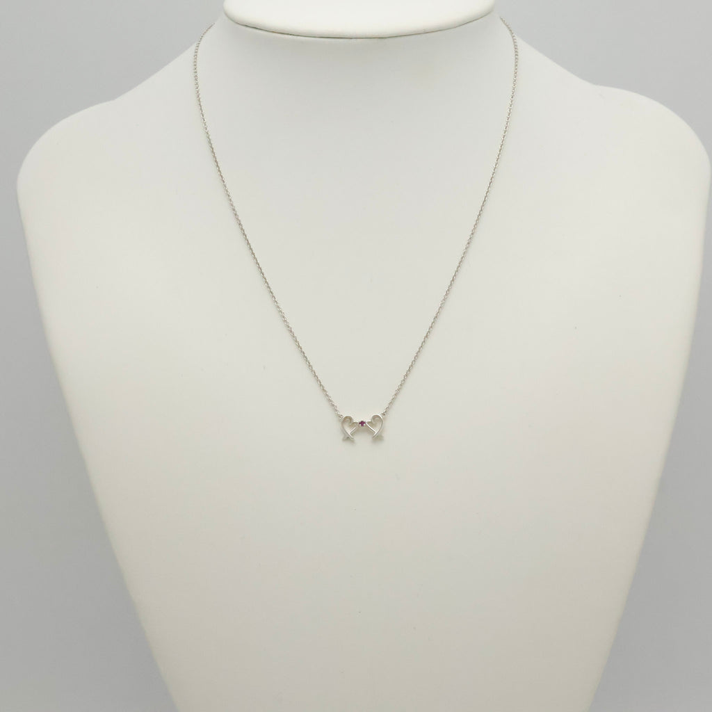 TIFFANY&Co. ダブル ラビング ハート 1P ピンクサファイア パロマピカソ ネックレス AG925