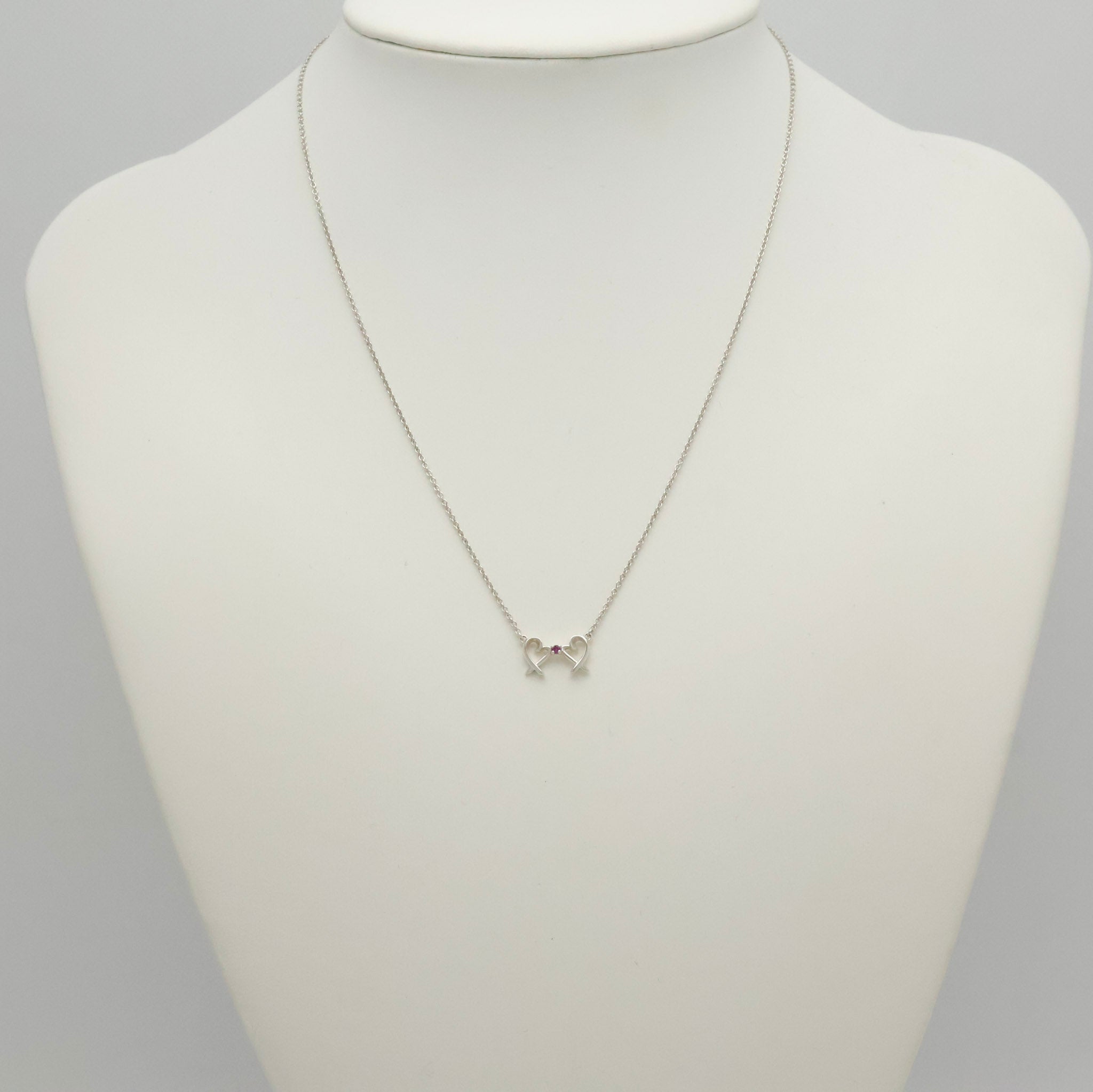 TIFFANY&Co. ダブル ラビング ハート 1P ピンクサファイア パロマピカソ ネックレス AG925