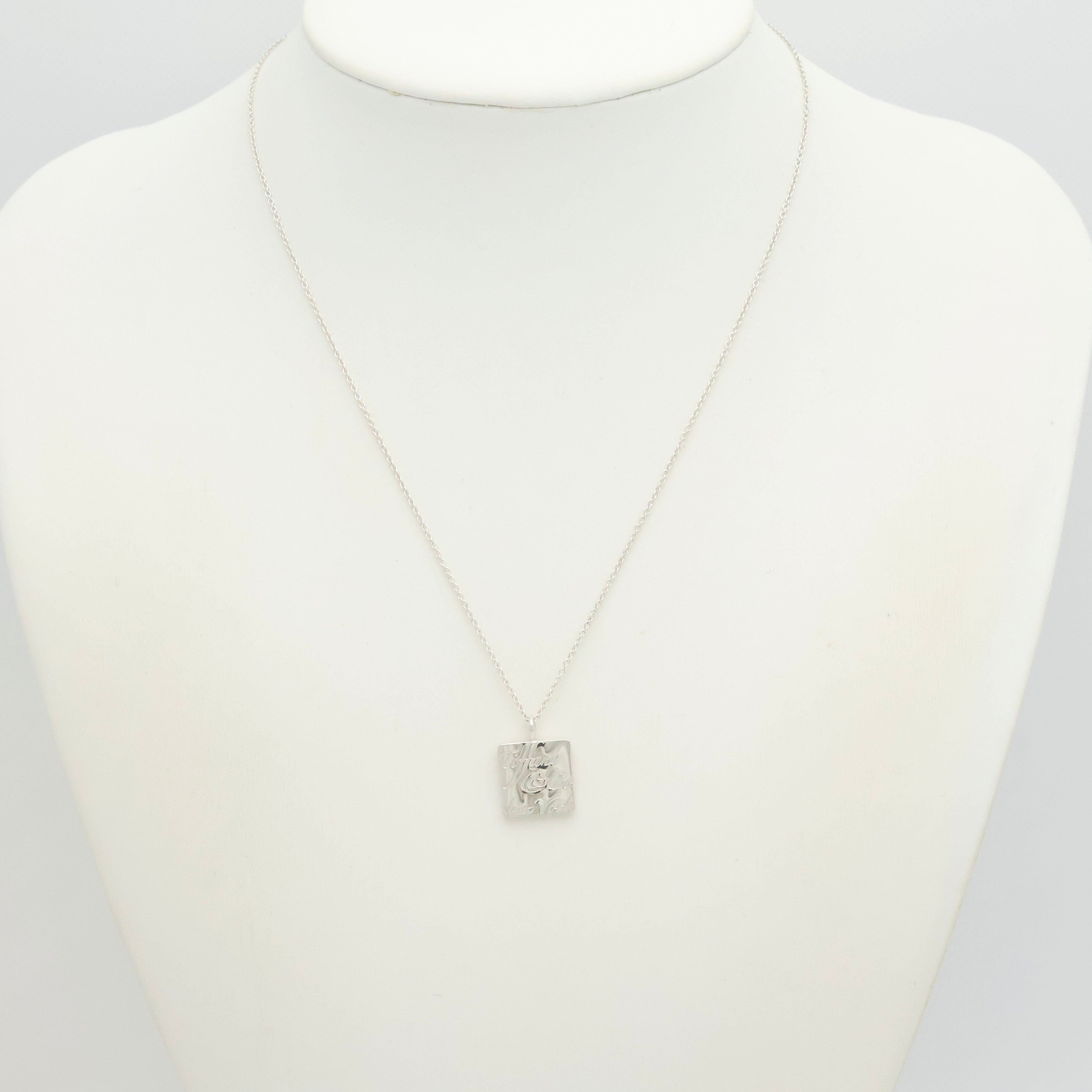 TIFFANY&Co. ノーツ スクエア プレート ネックレス AG925