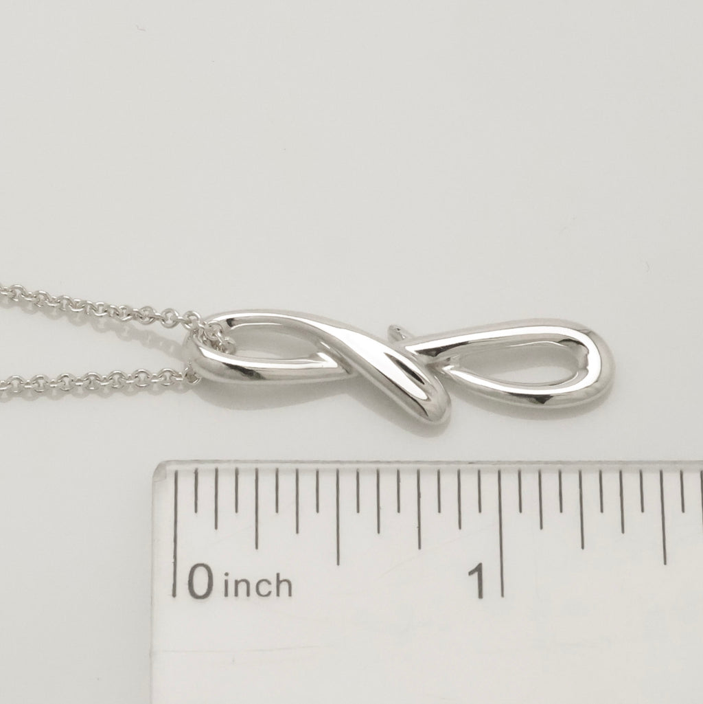Tiffany & Co. Initial Letter "F" Pendant Necklace Sterling Silver 925