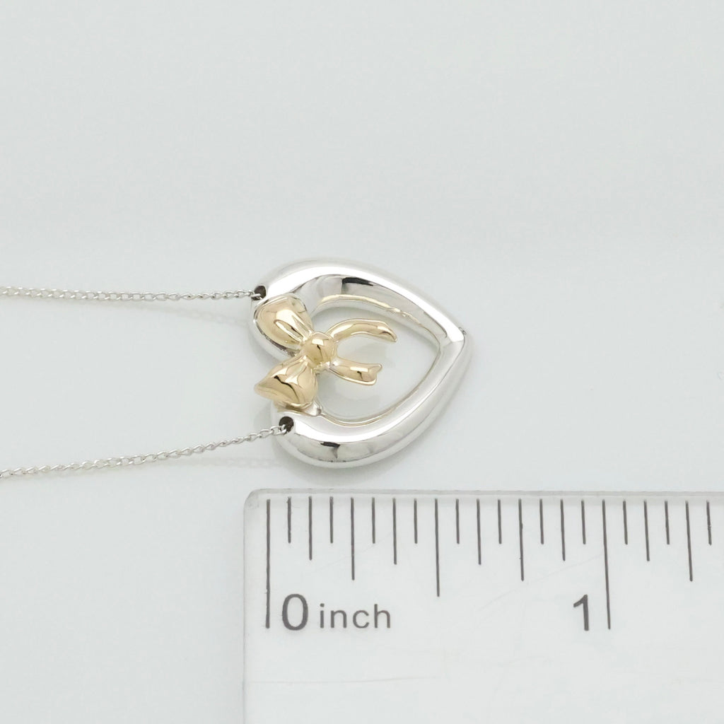 TIFFANY&Co. ハート リボン コンビ ネックレス AG925 AU750