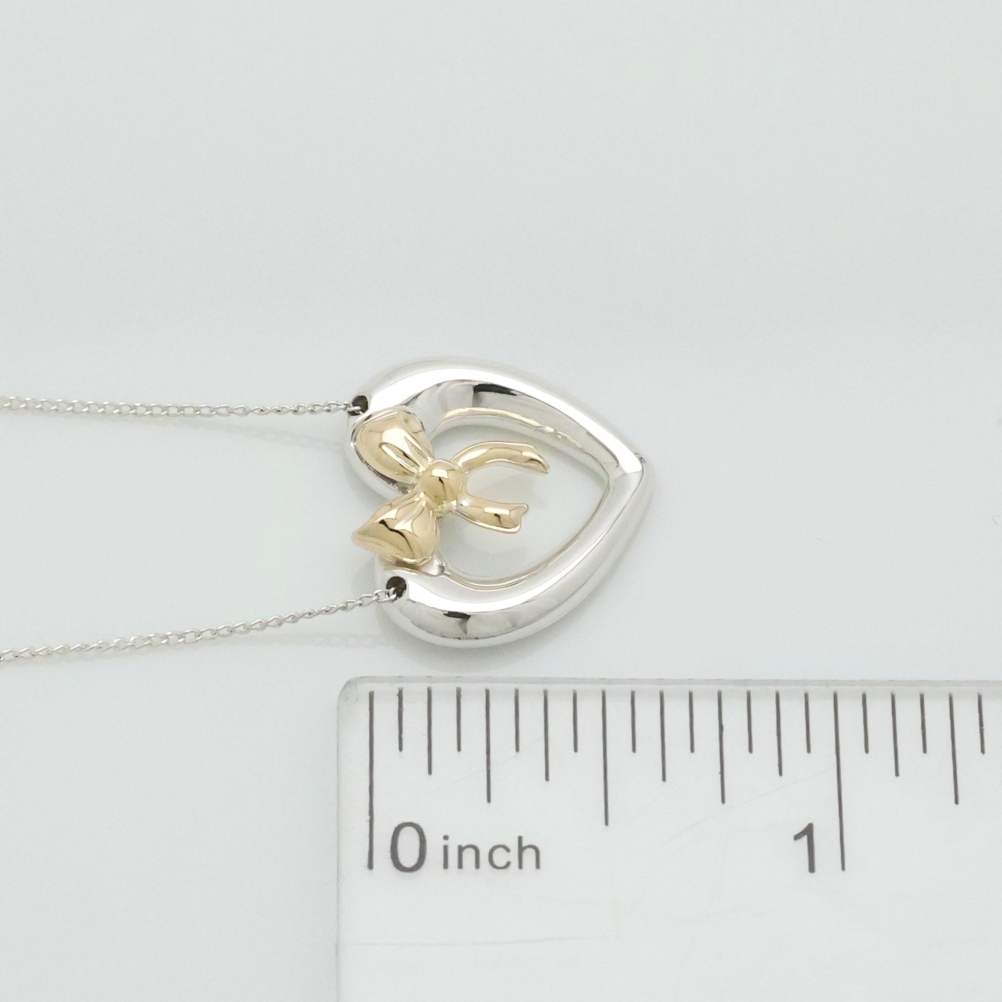 TIFFANY&Co. ハート リボン コンビ ネックレス AG925 AU750