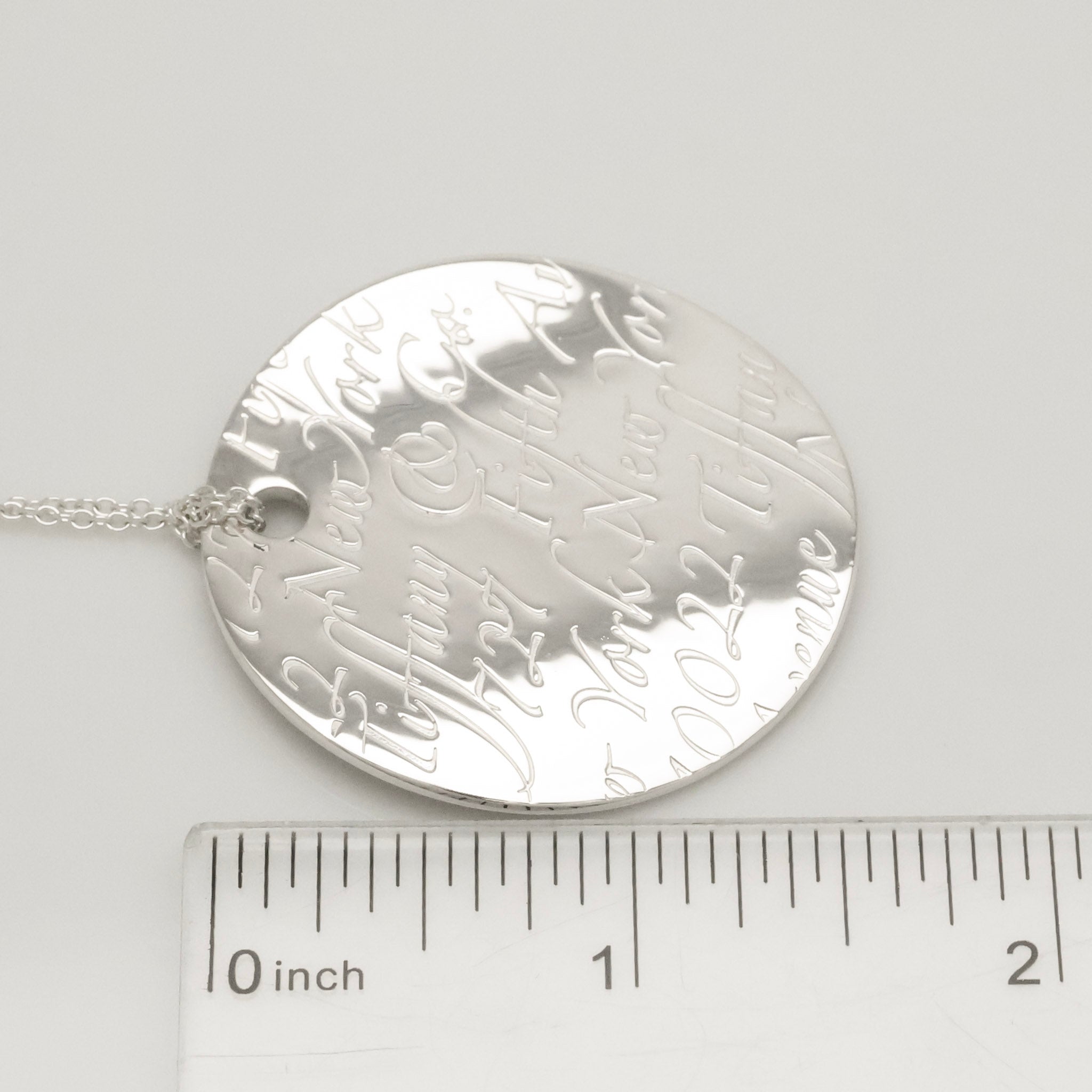 Tiffany & Co. Notes New York Large Wavy Round Circle Necklace Sterling Silver 925