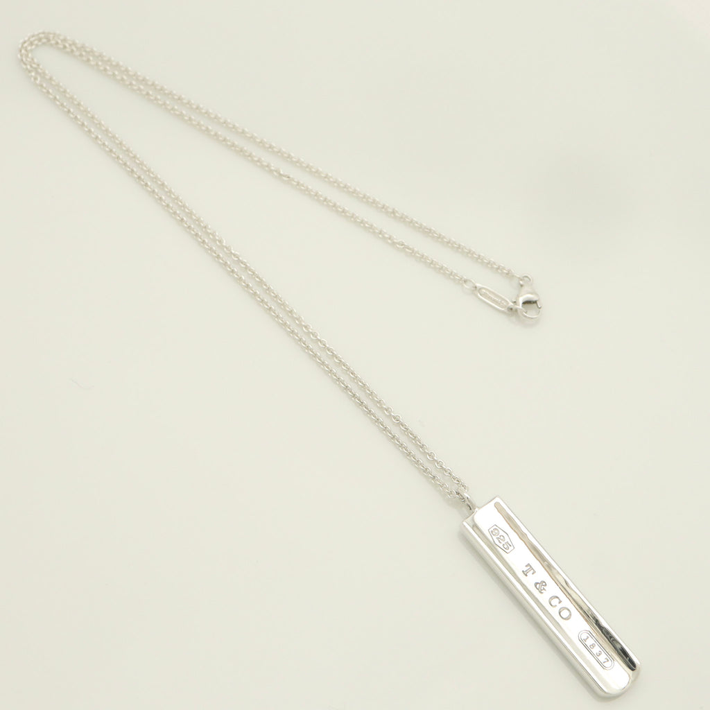 TIFFANY & Co. 1837 Bar Plate Pendant Necklace Chain Sterling Silver 925