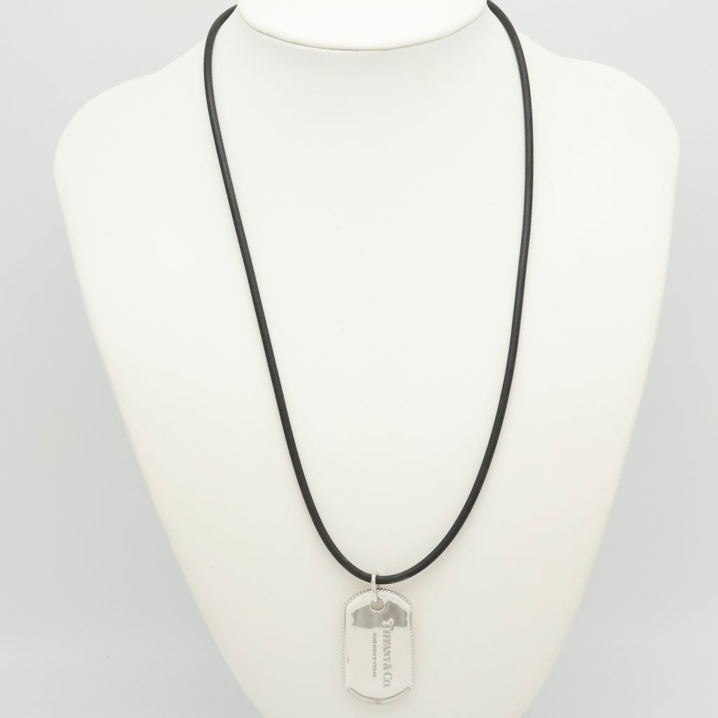 TIFFANY&Co. コイン エッジ ドッグ タグ ラバー コード ネックレス AG925