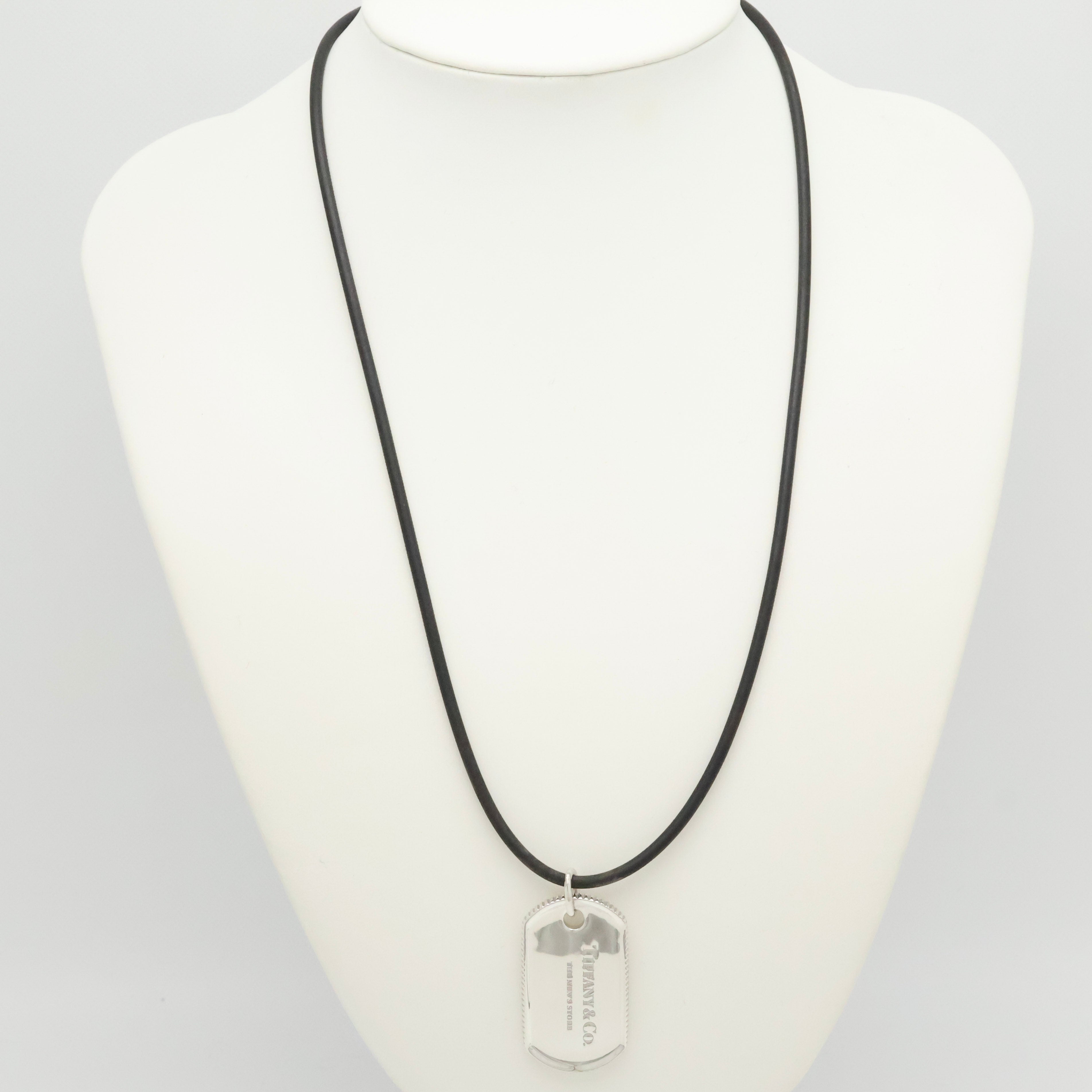 TIFFANY&Co. コイン エッジ ドッグ タグ ラバー コード ネックレス AG925