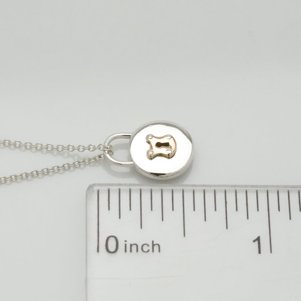 Tiffany & Co. Round Keyhole Padlock Necklace Silver Sterling 925 & 18K Gold 