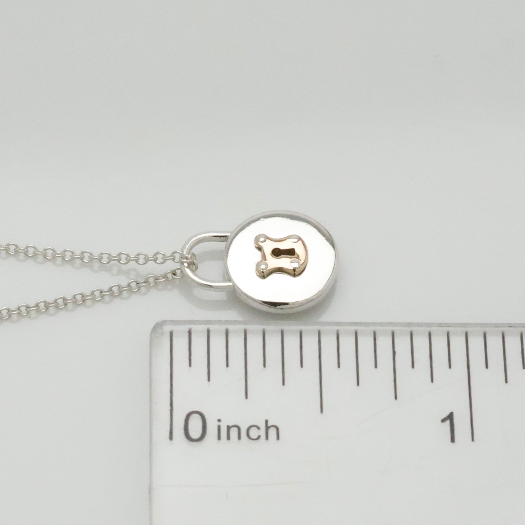 Tiffany & Co. Round Keyhole Padlock Necklace Silver Sterling 925 & 18K Gold 