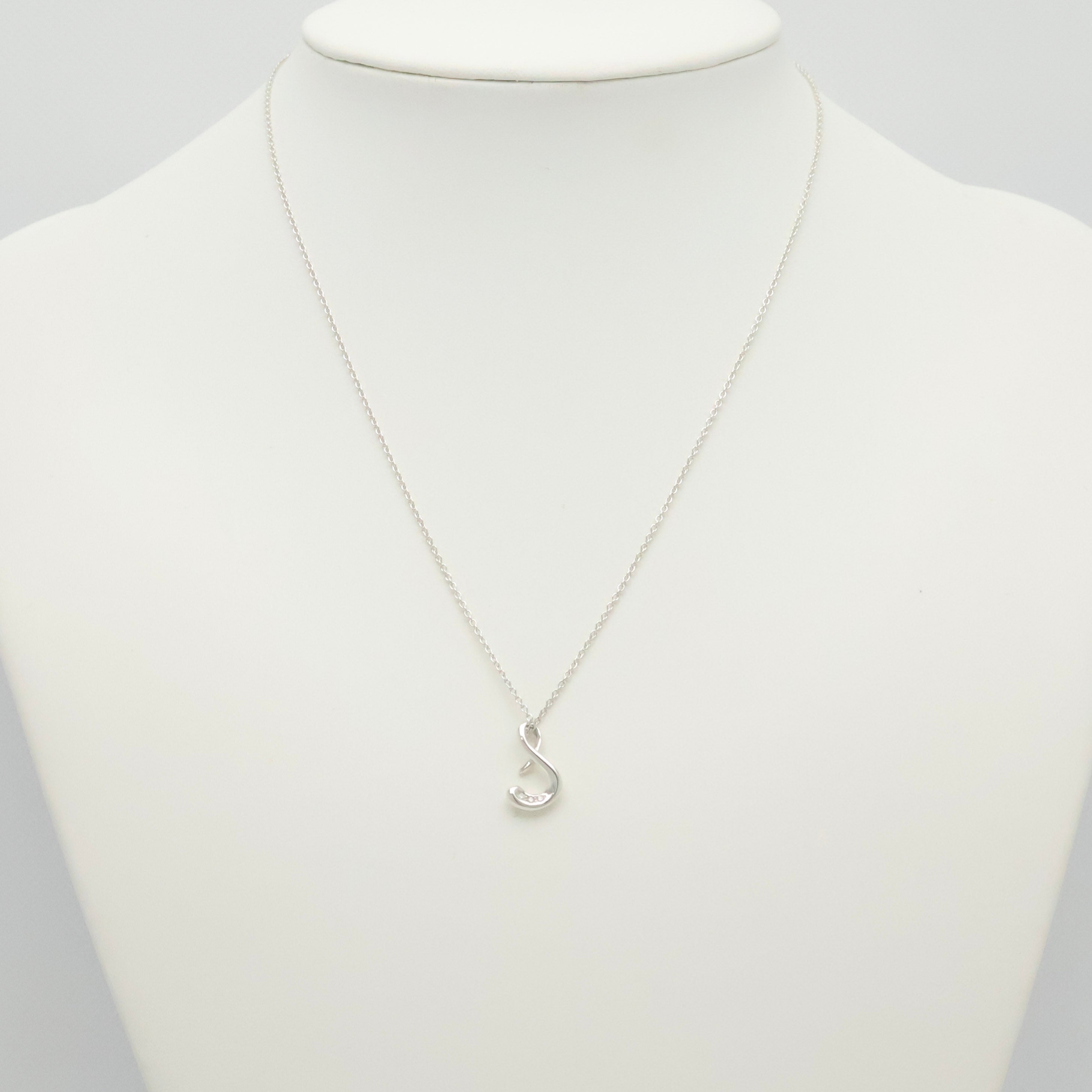 TIFFANY&Co. ノーツ レター S イニシャル 1P ダイヤモンド ネックレス AG925