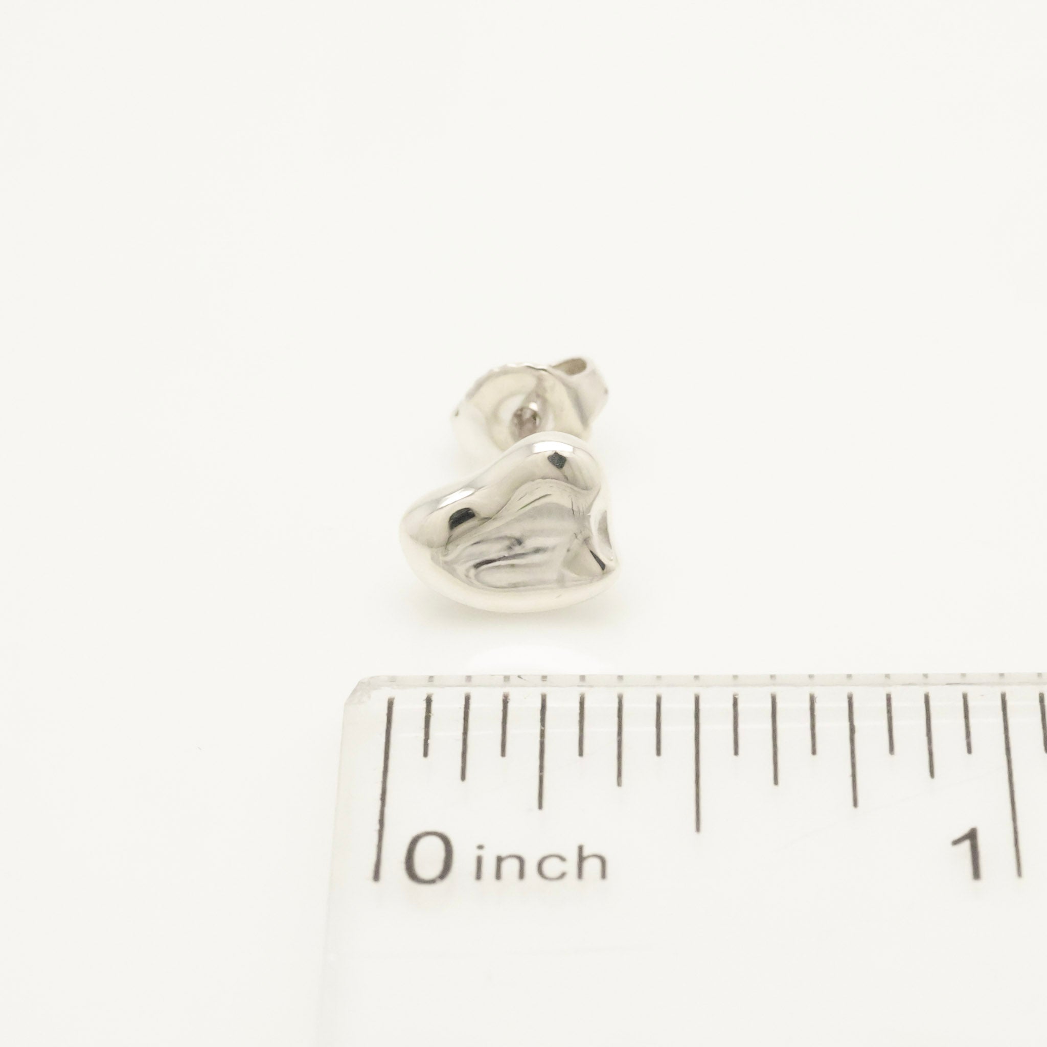 Tiffany & Co. Elsa Peretti Full Heart Stud Earrings Sterling Silver 925 