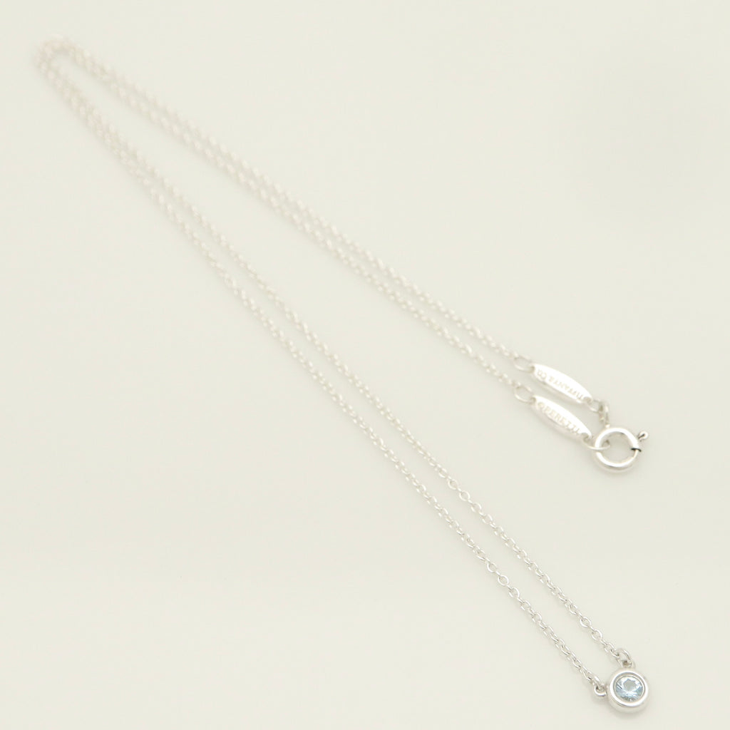 Tiffany & Co. By the Yard Aquamarine Sapphire Necklace Sterling Silver 925