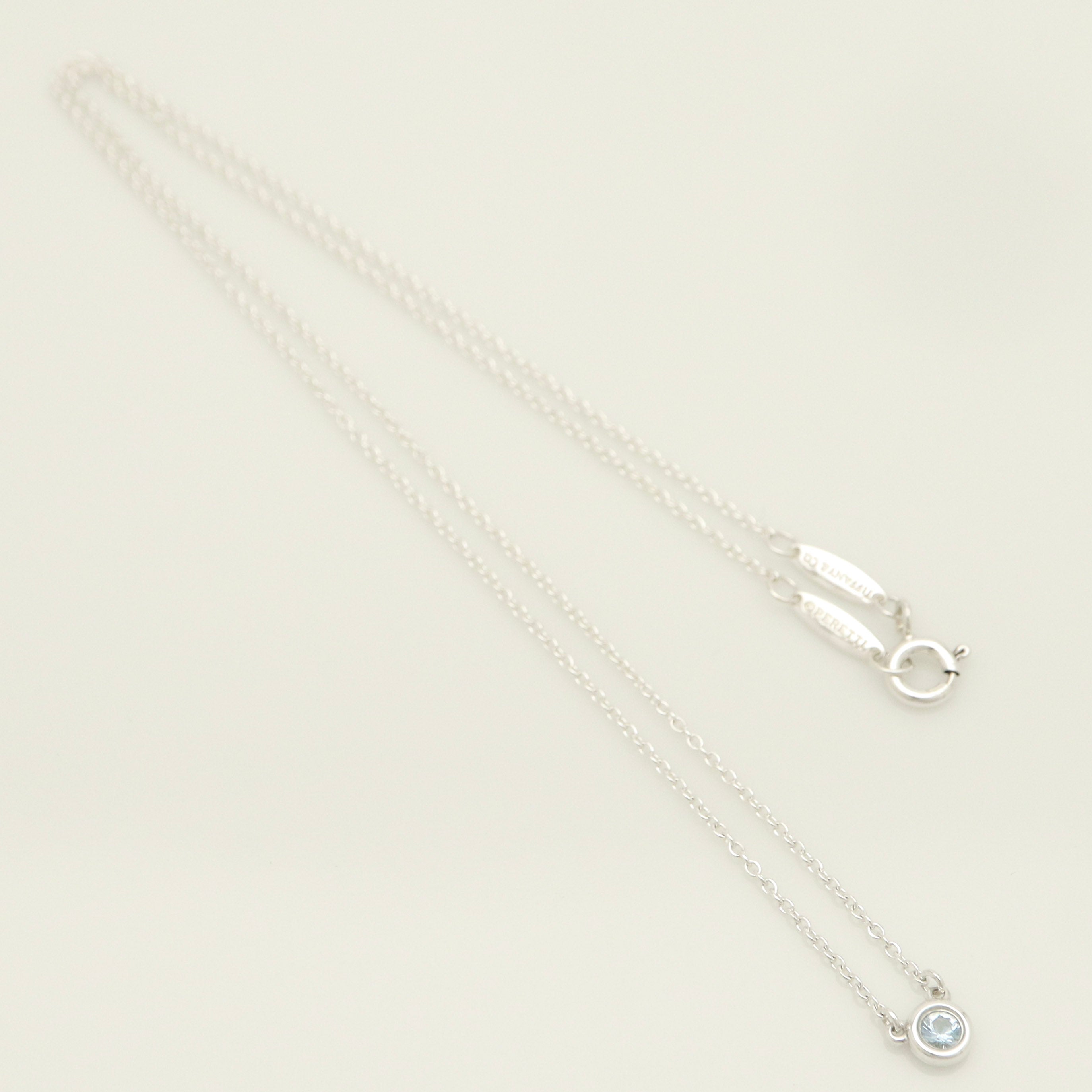 Tiffany & Co. By the Yard Aquamarine Sapphire Necklace Sterling Silver 925
