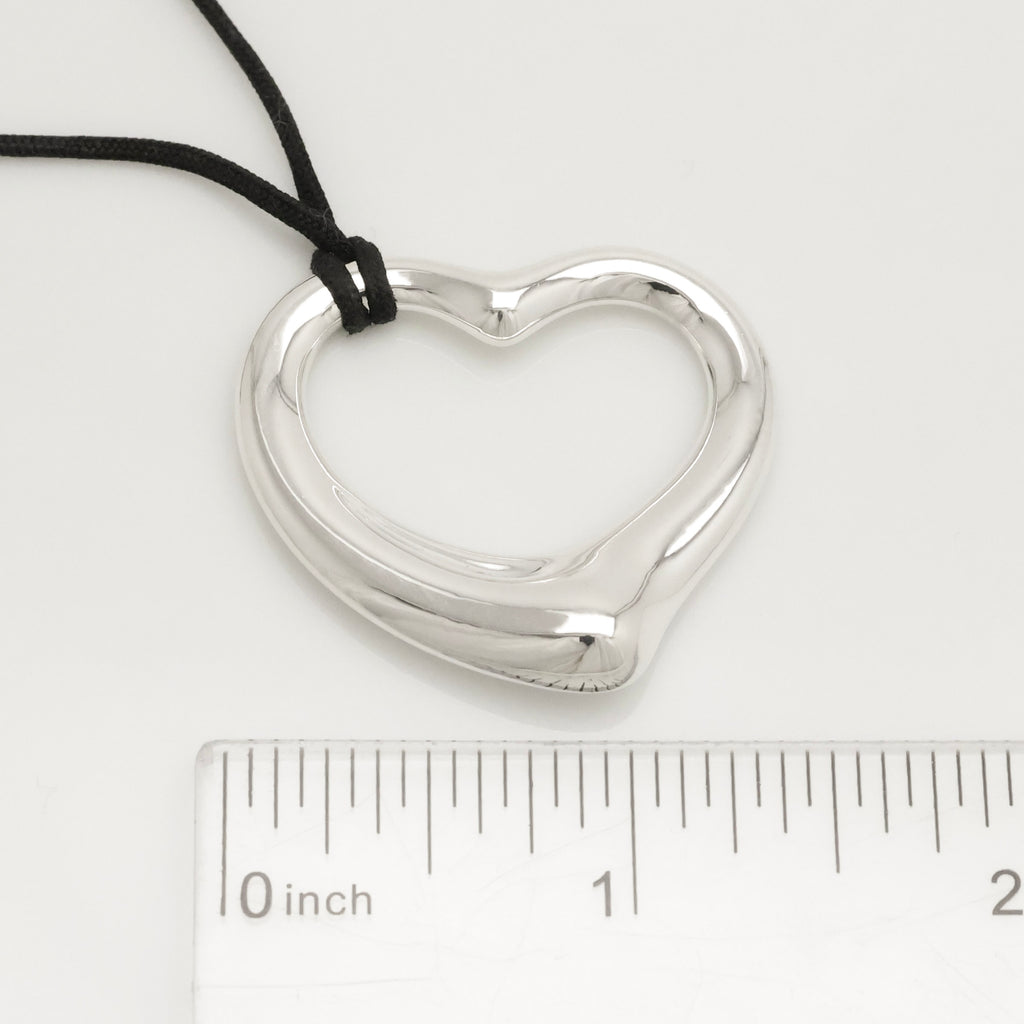 TIFFANY&Co. オープンハート 36mm シルクコード エルサペレッティ ネックレス AG925