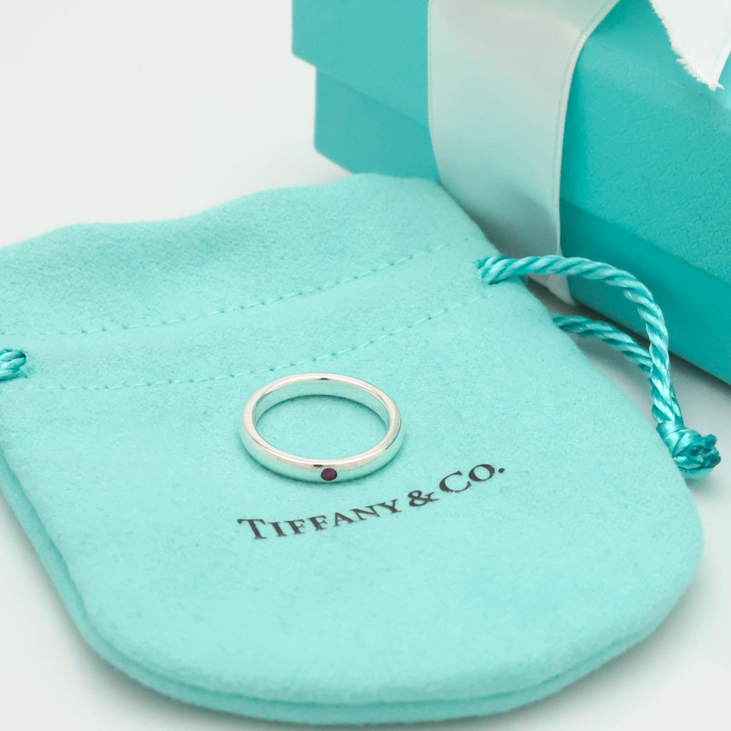 Tiffany & Co. Ruby Stacking Band Ring Sterling Silver 925