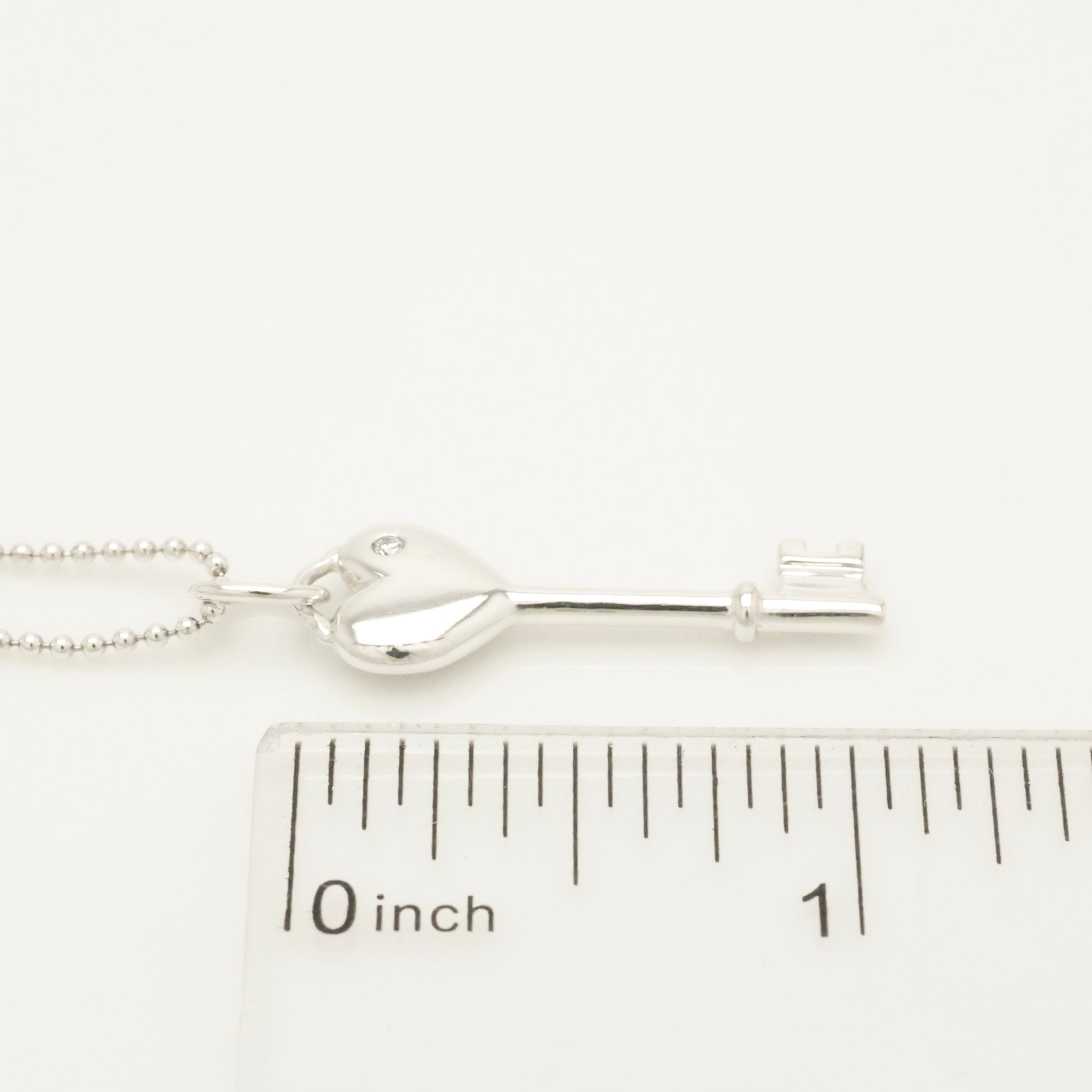 Tiffany & Co. Heart Key 1P Diamond Necklace Sterling Silver 925 