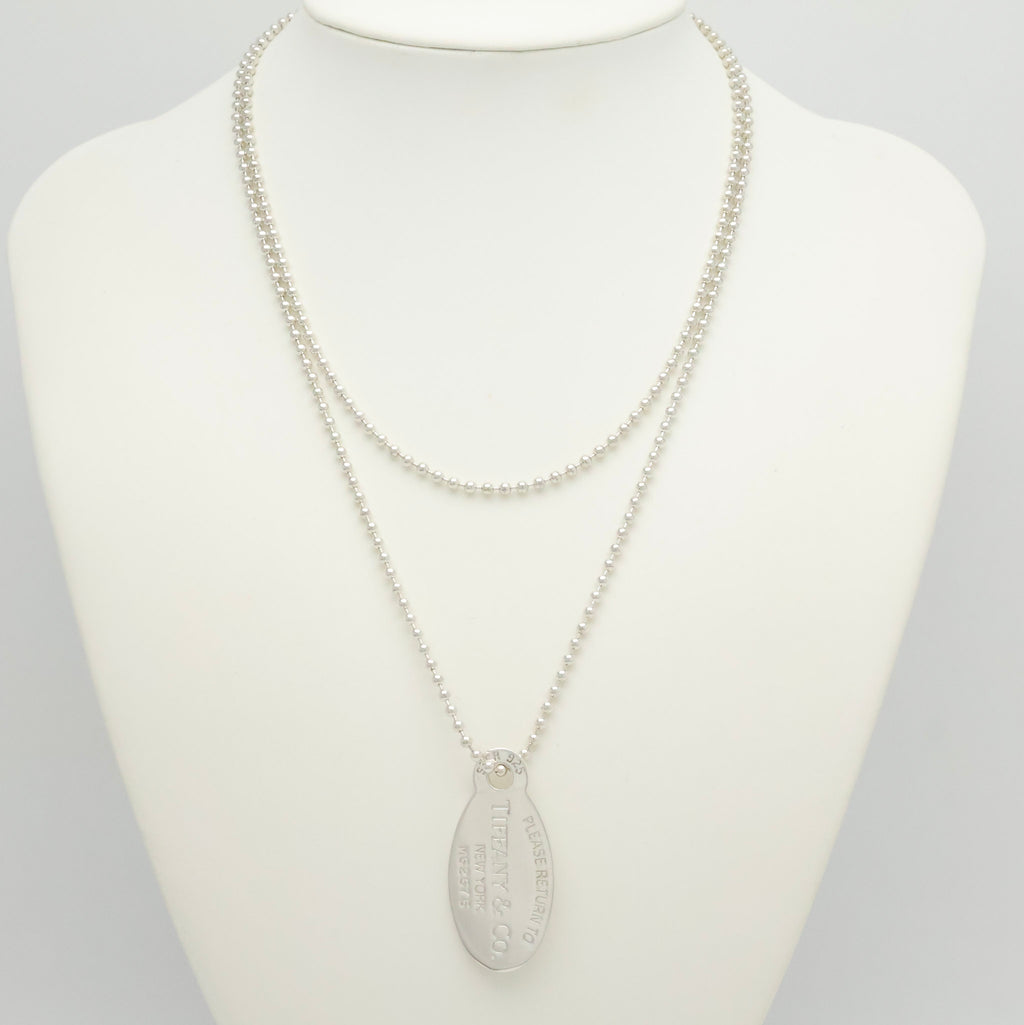 TIFFANY&Co.リターントゥ ティファニー オーバル タグ ボール チェーン ネックレス AG925