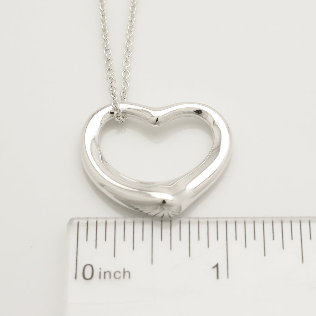 Tiffany & Co. Open Heart Pendant Necklace Sterling Silver 925