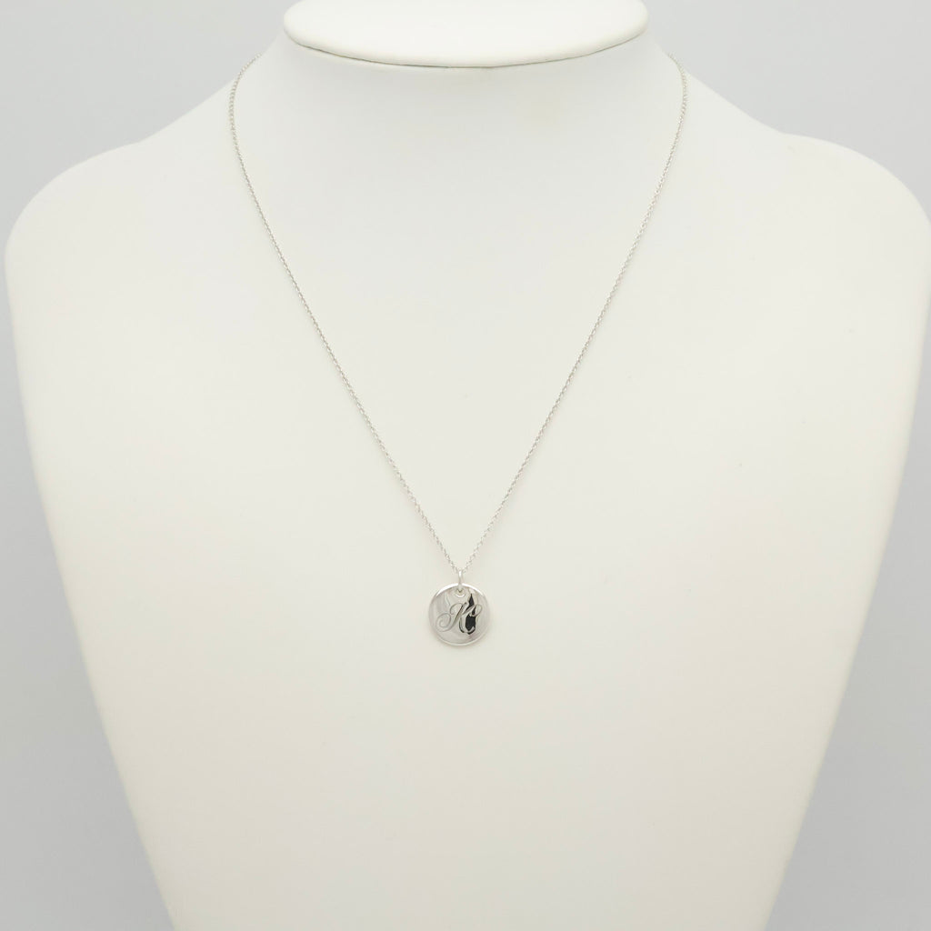  Tiffany & Co. Letter K Notes Initial Disc Necklace Sterling Silver 925