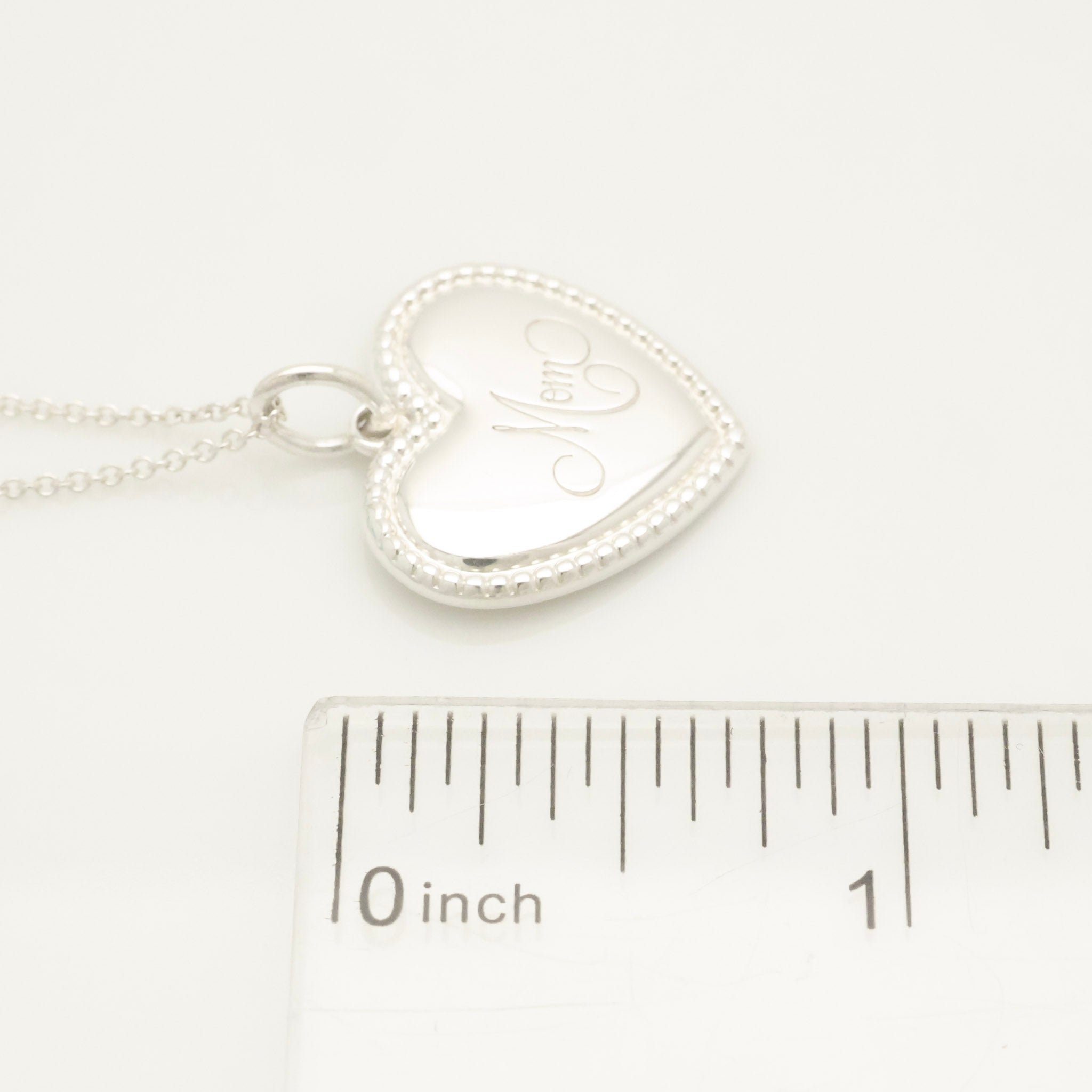  Tiffany & Co. MOM Beaded Edge Heart Necklace Sterling Silver 925