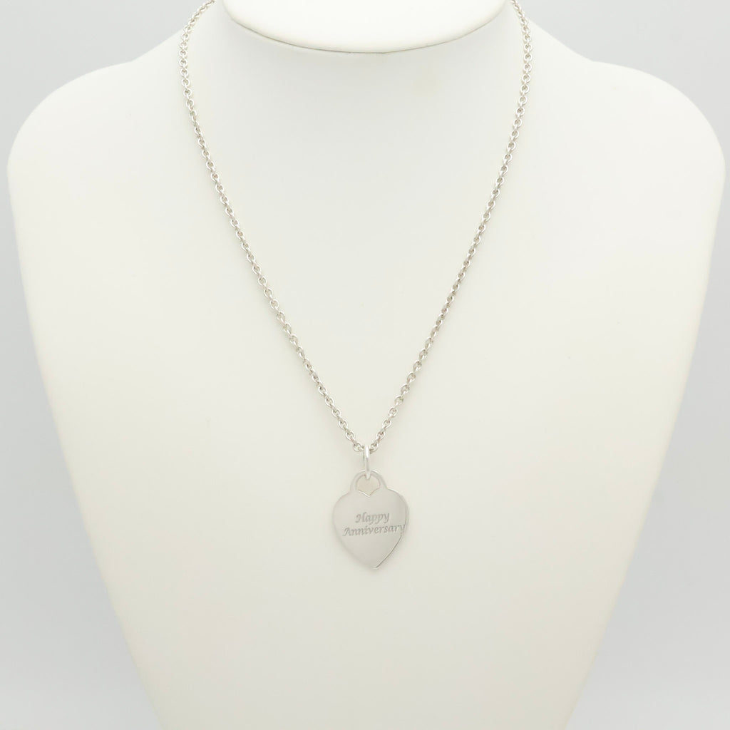 Tiffany & Co. Happy Anniversary Heart Tag Necklace Sterling Silver 925