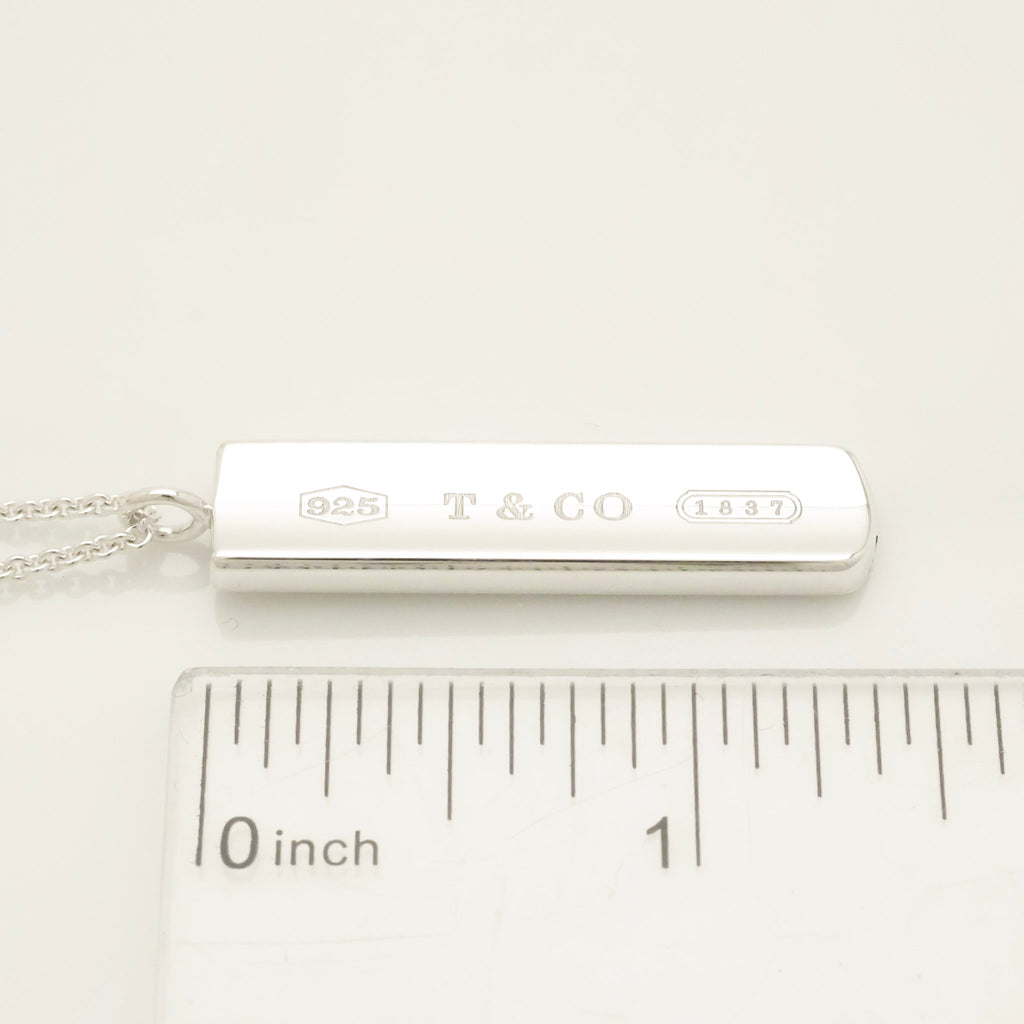 TIFFANY & Co. 1837 Bar Plate Pendant Necklace Chain Sterling Silver 925