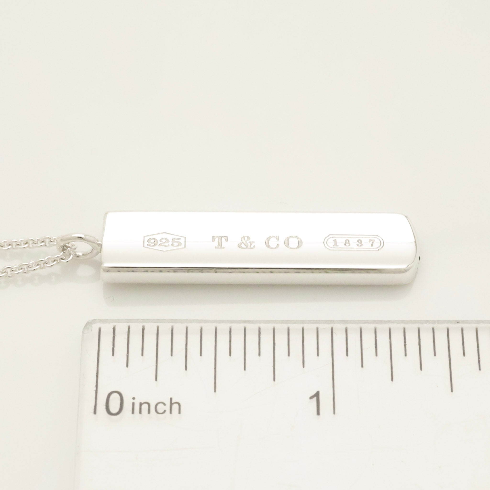 TIFFANY & Co. 1837 Bar Plate Pendant Necklace Chain Sterling Silver 925