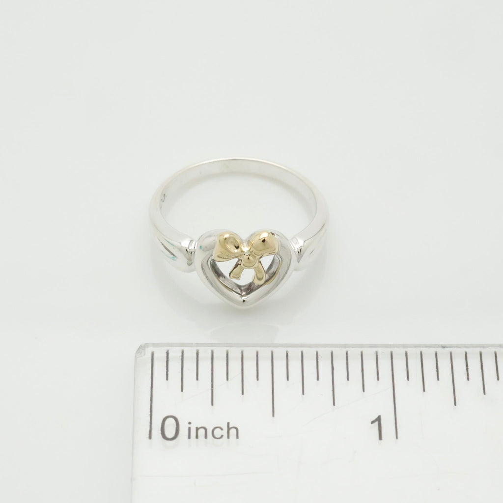 Tiffany & Co. Ribbon Bow Heart Ring  Gold &  Sterling Silver 925