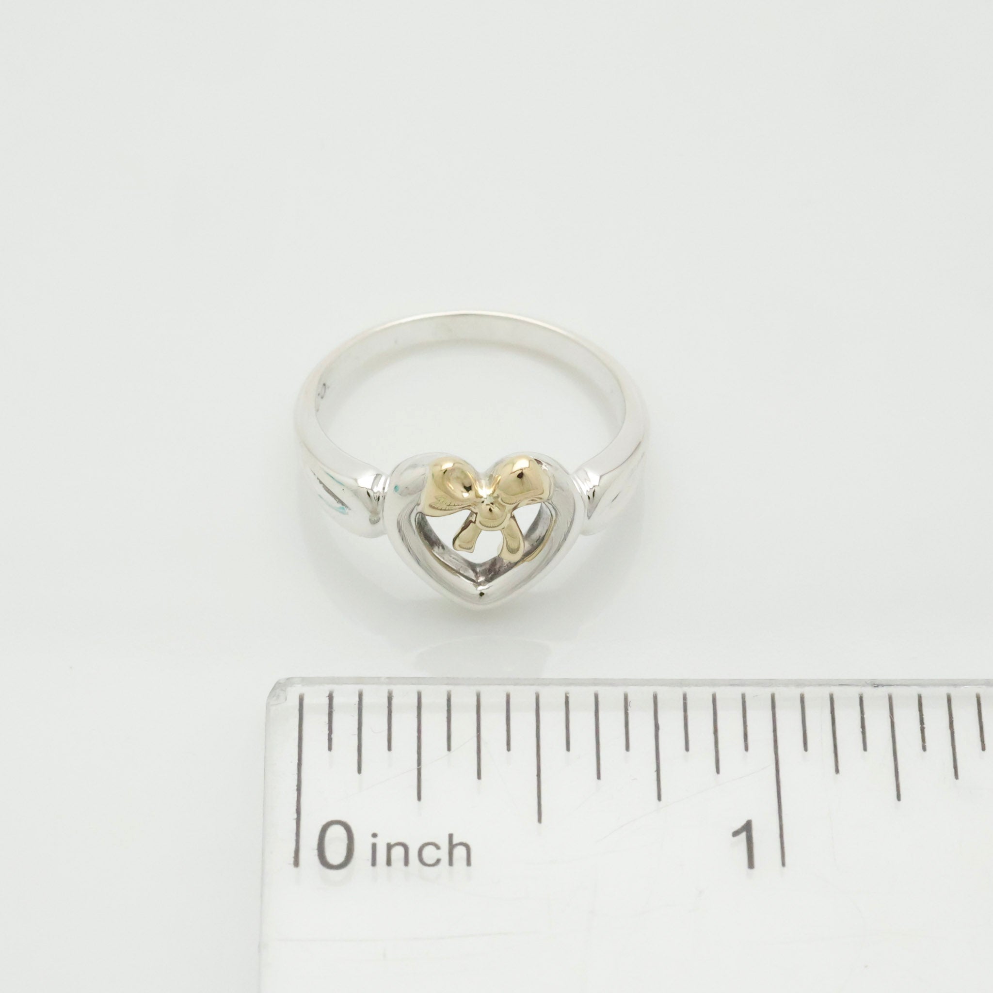 Tiffany & Co. Ribbon Bow Heart Ring  Gold &  Sterling Silver 925