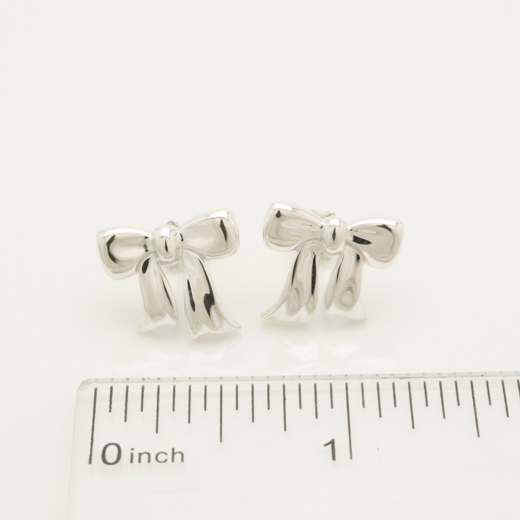 Tiffany & Co. Ribbon Bow Stud Earrings Sterling Silver 925