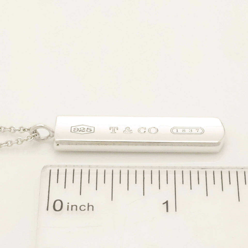TIFFANY & Co. 1837 Bar Plate Pendant Necklace Chain Sterling Silver 925