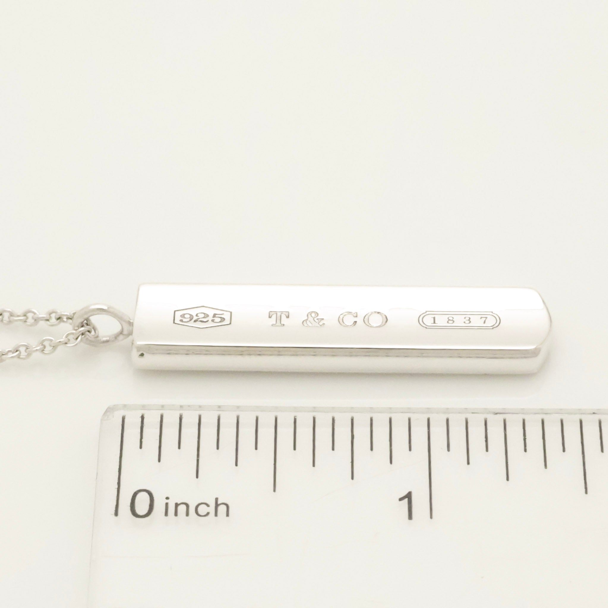 TIFFANY & Co. 1837 Bar Plate Pendant Necklace Chain Sterling Silver 925