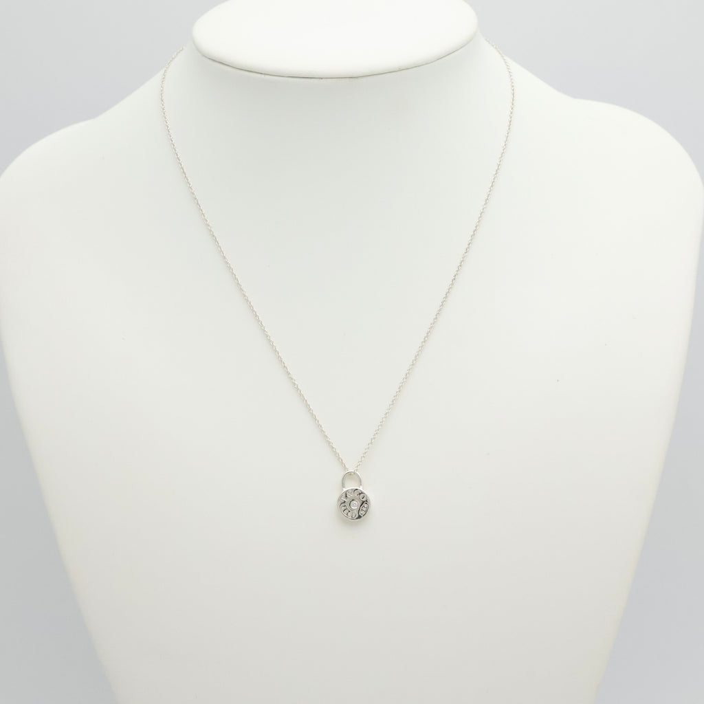 Tiffany & Co. 1837 Round Lock 1P Diamond Necklace Sterling Silver 925 