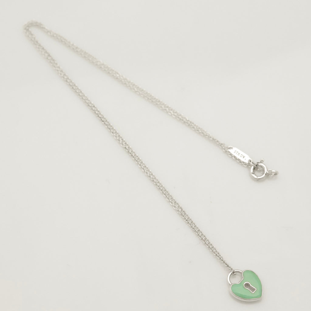 TIFFANY&Co. ハート ロック ブルーエナメル ネックレス AG925