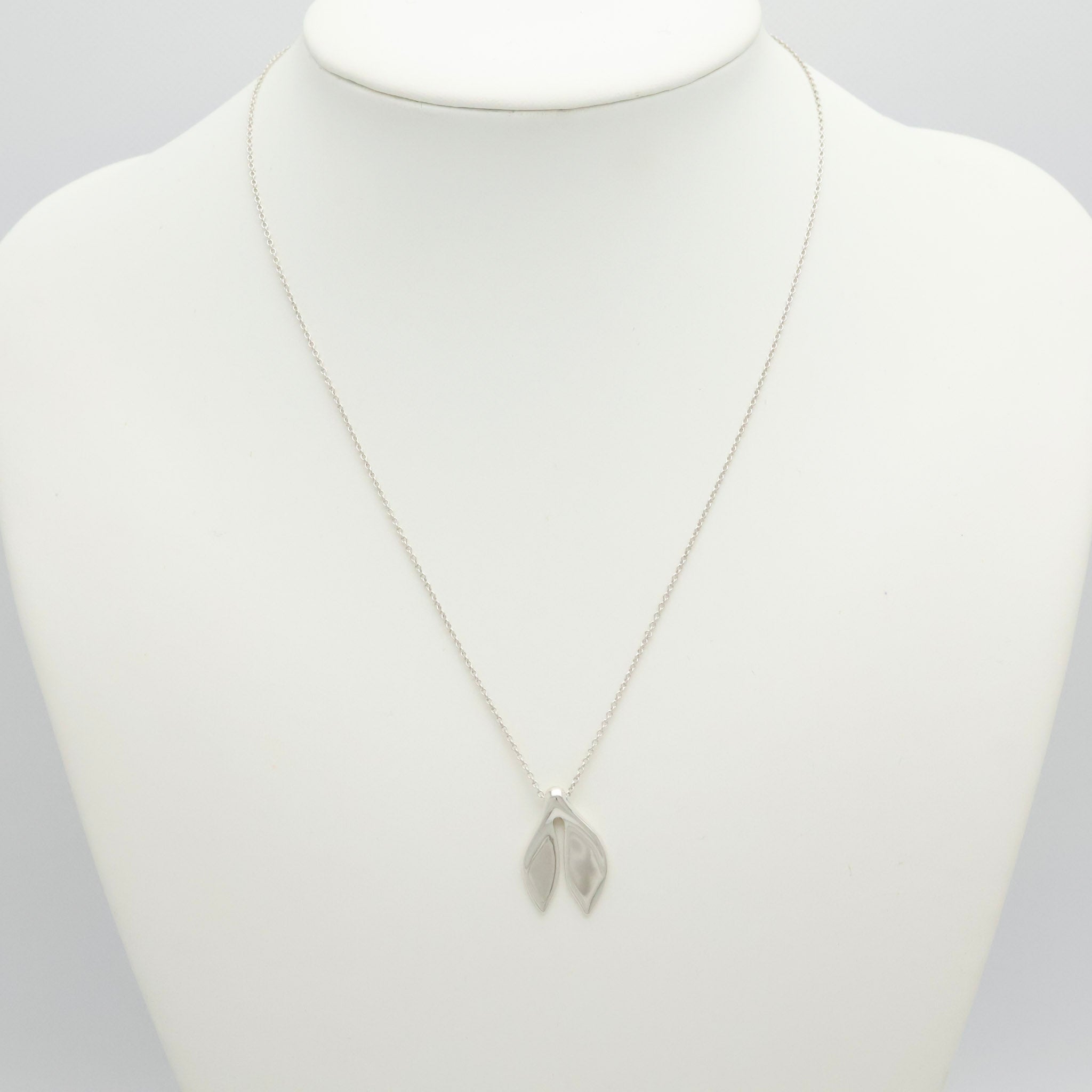 Tiffany & Co. Whale Tail Pendant Necklace Sterling Silver 925 