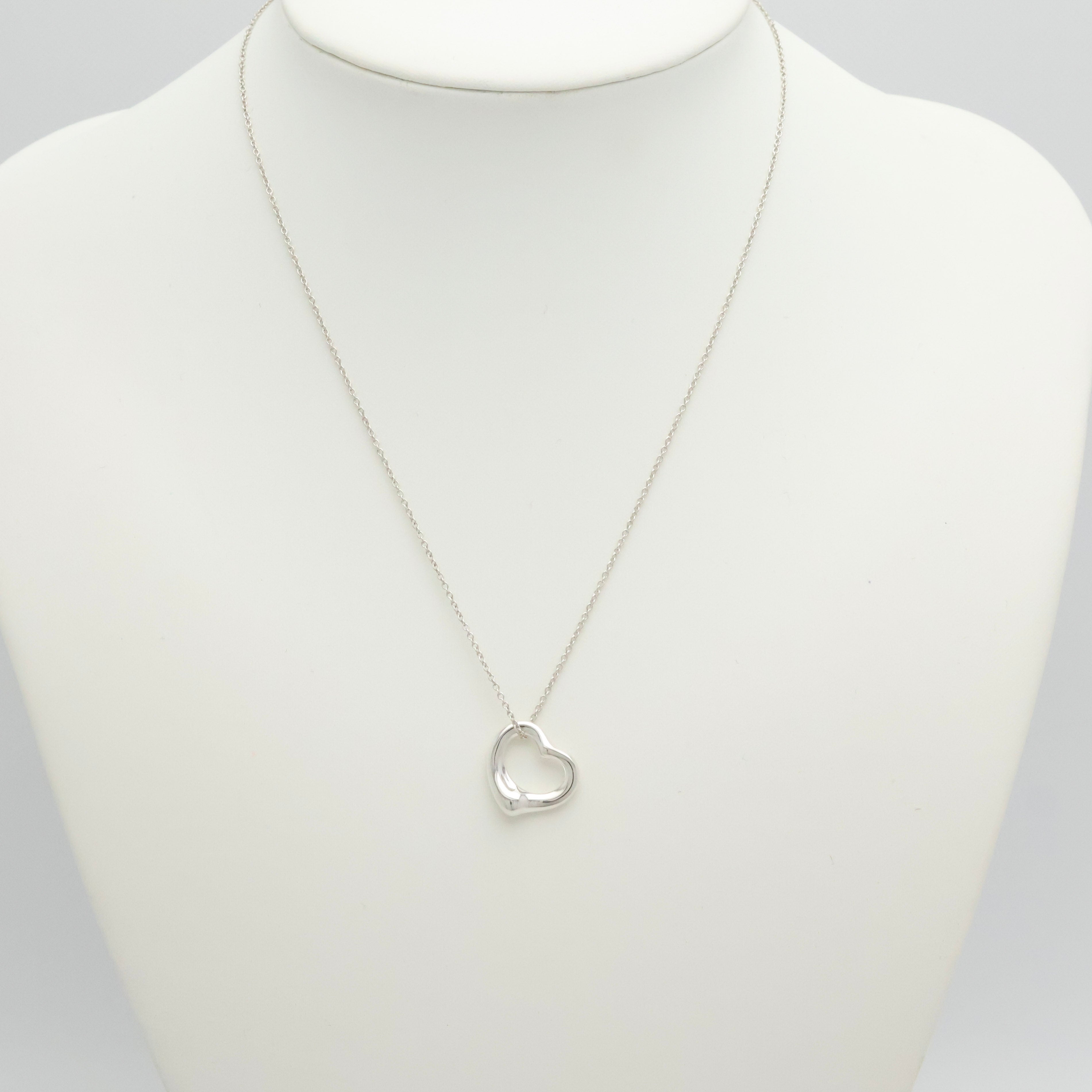 Tiffany & Co. Open Heart Pendant Necklace Sterling Silver 925