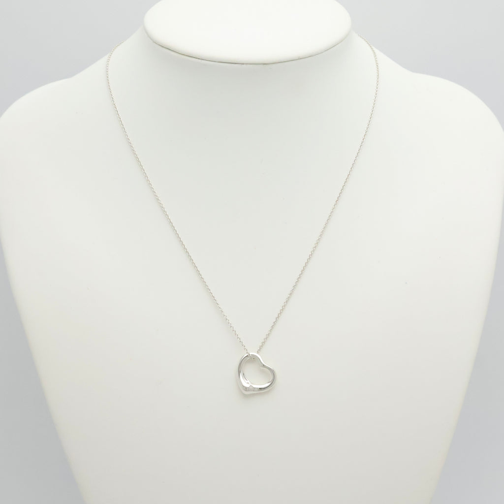 Tiffany & Co. Open Heart Pendant Necklace Sterling Silver 925