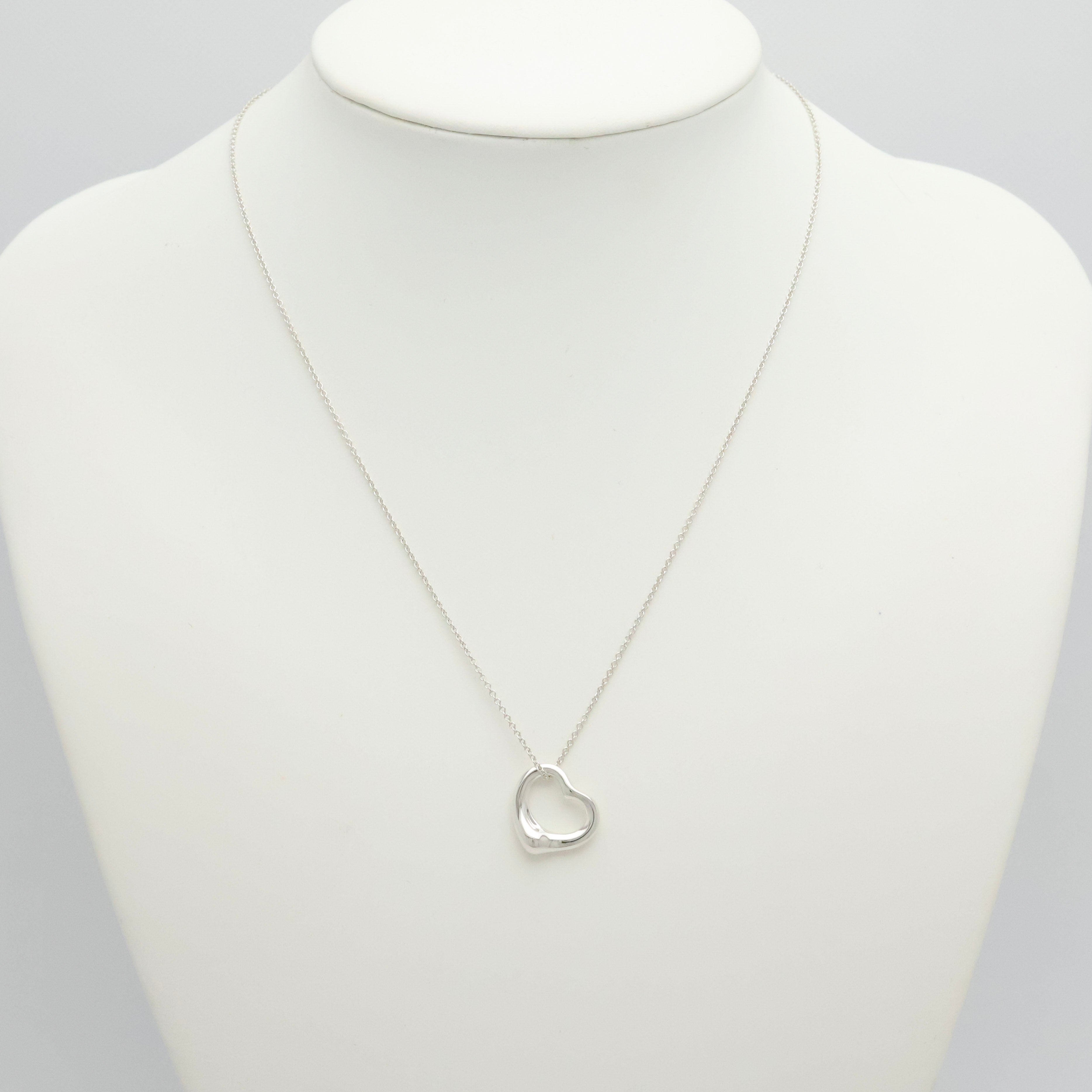 Tiffany & Co. Open Heart Pendant Necklace Sterling Silver 925