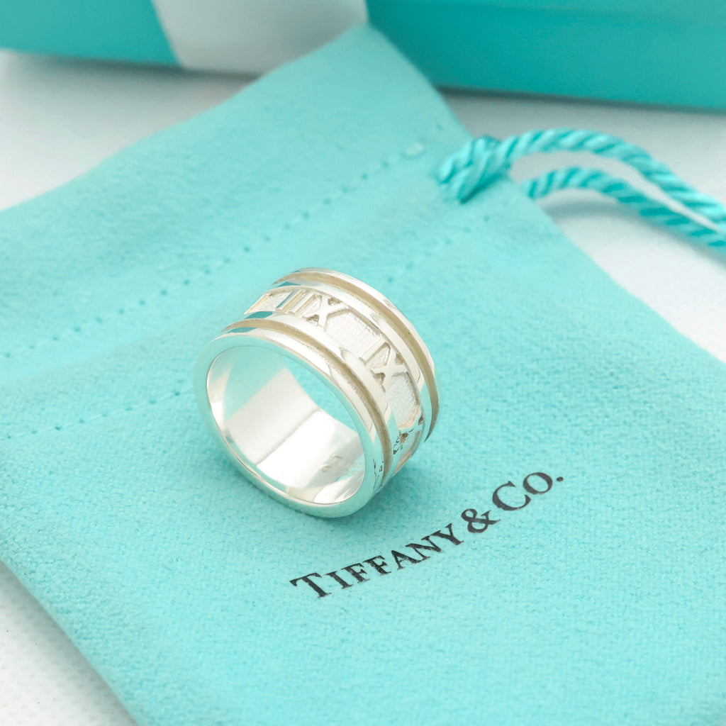 Tiffany & Co. Atlas Wide Ring Size 7-7.25 Sterling Silver 925
