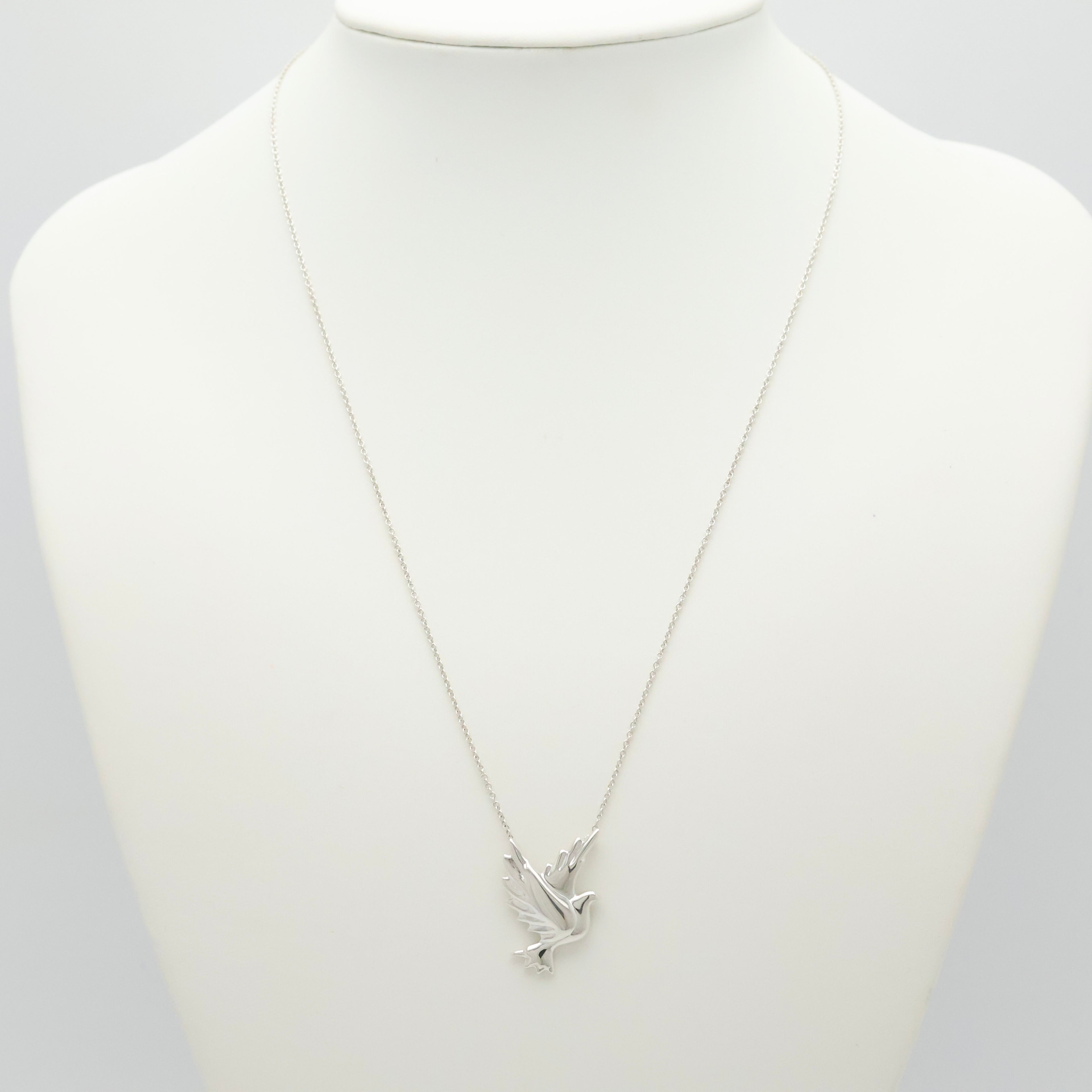 Tiffany & Co. Picasso Dove Bird Pendant Necklace Sterling Silver 925