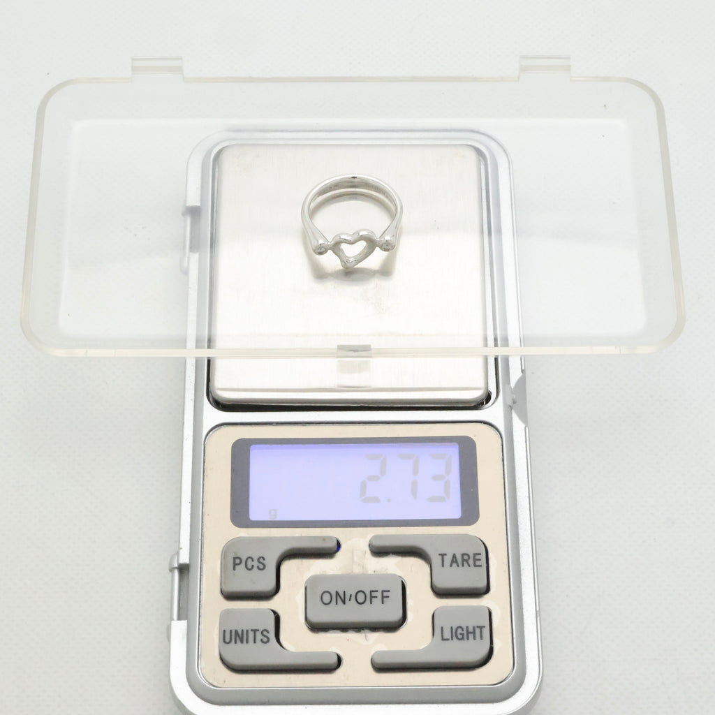 Tiffany & Co. 2P Diamond Open Heart Ring Size 4.5 Sterling Silver 925