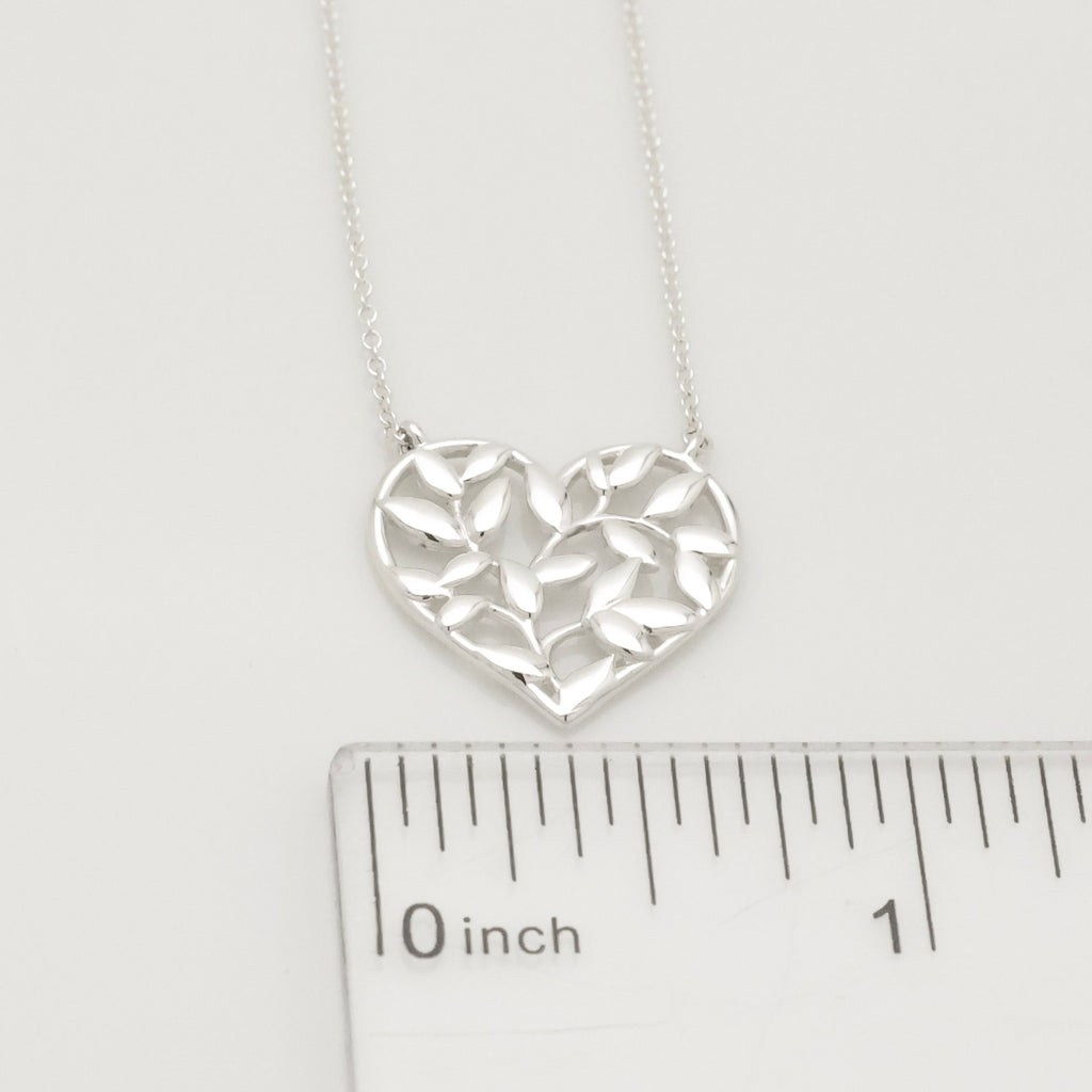Tiffany & Co. Olive Leaf Heart Necklace Pendant Sterling Silver 925