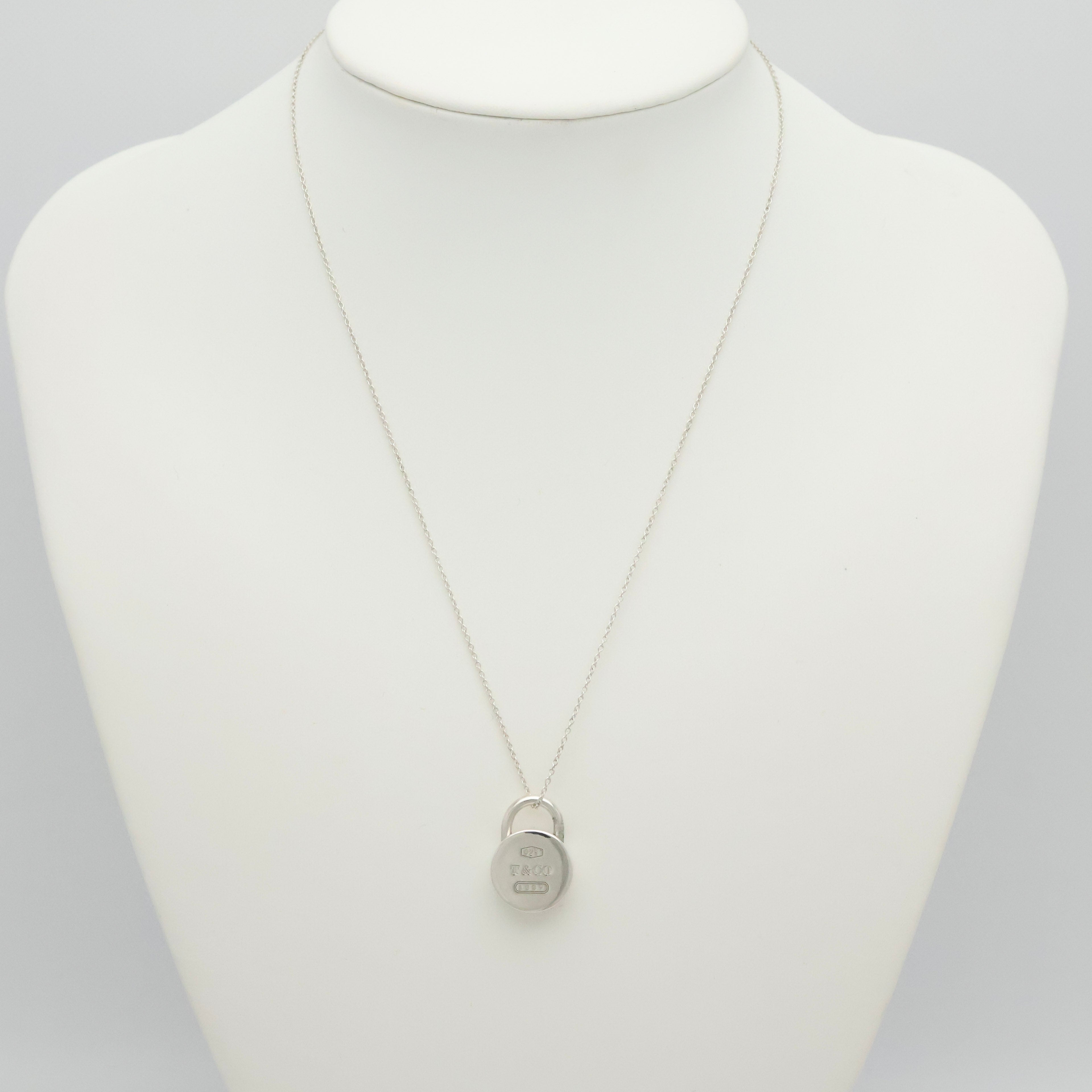 Tiffany & Co. 1837 Round Lock Padlock Pendant Necklace Sterling Silver 925