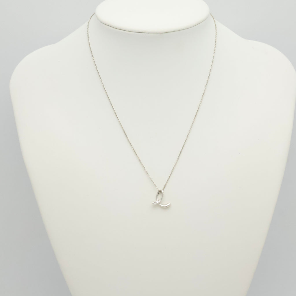 Tiffany & Co. Initial Letter "E" Necklace Pendant Sterling Silver 925