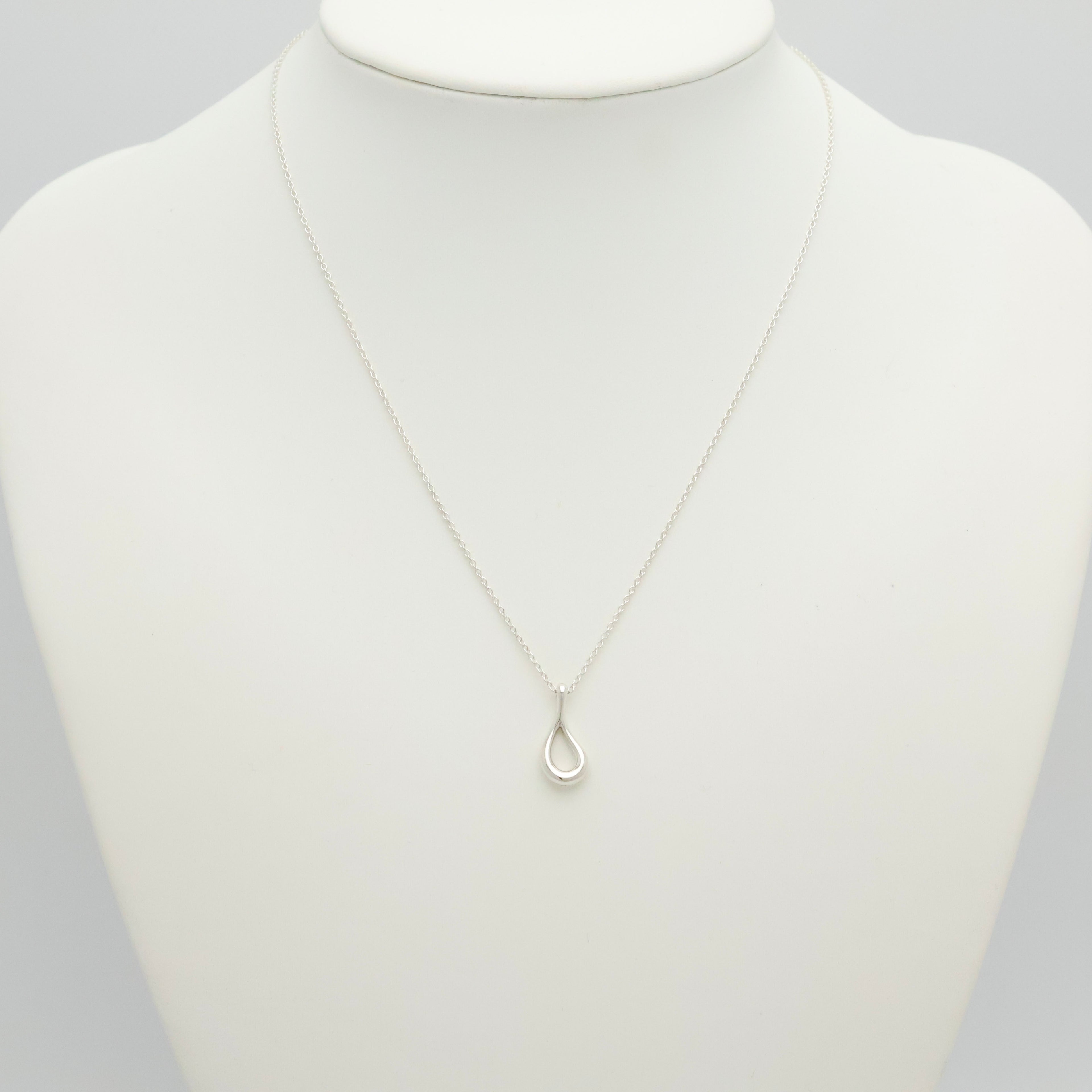  Tiffany & Co. Open Teardrop Necklace Pendant Sterling Silver 925 