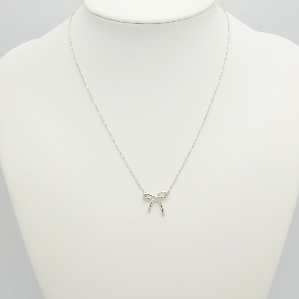 Tiffany & Co. Ribbon Bow Necklace Pendant  Sterling Silver 925 