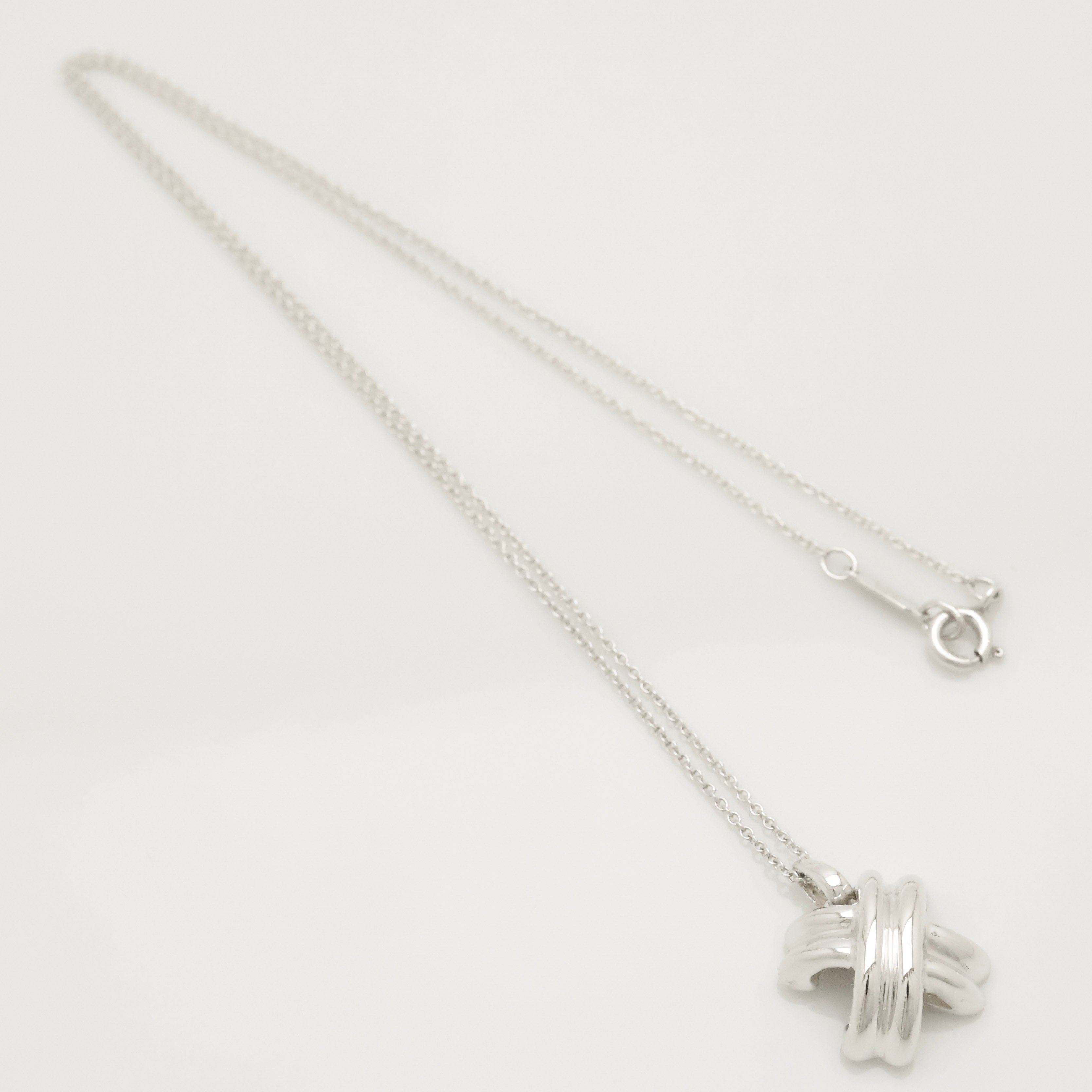 Tiffany & Co. Signature Cross Pendant Necklace Sterling Silver 925 