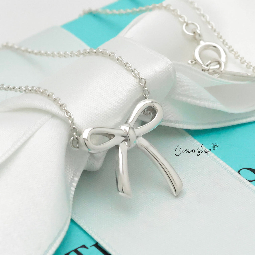 Tiffany & Co. Ribbon Bow Necklace Pendant  Sterling Silver 925 