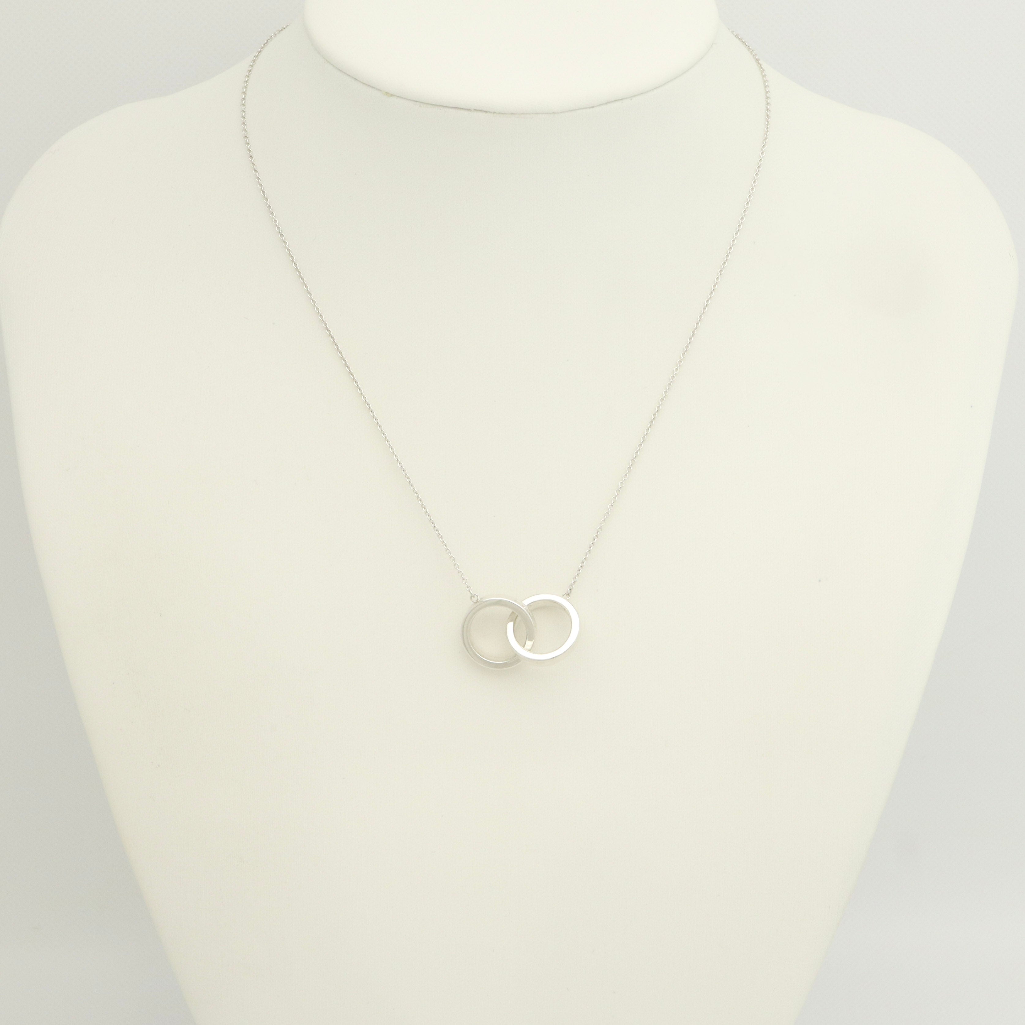 Tiffany & Co. 1837 Interlocking Circles Lariat Necklace Sterling Silver 925